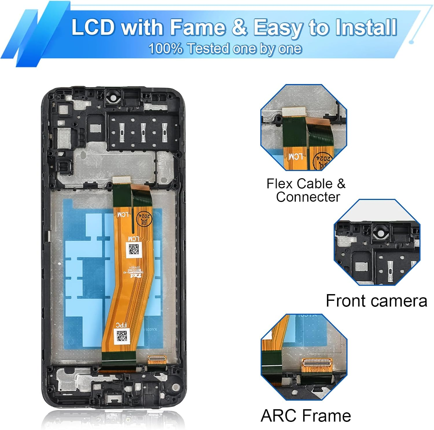 Dinow Samsung Galaxy A14 4G Screen Replacement Screen for Samsung A14 LCD Touch Screen A145 Digitizer with Frame (Black) image number 6