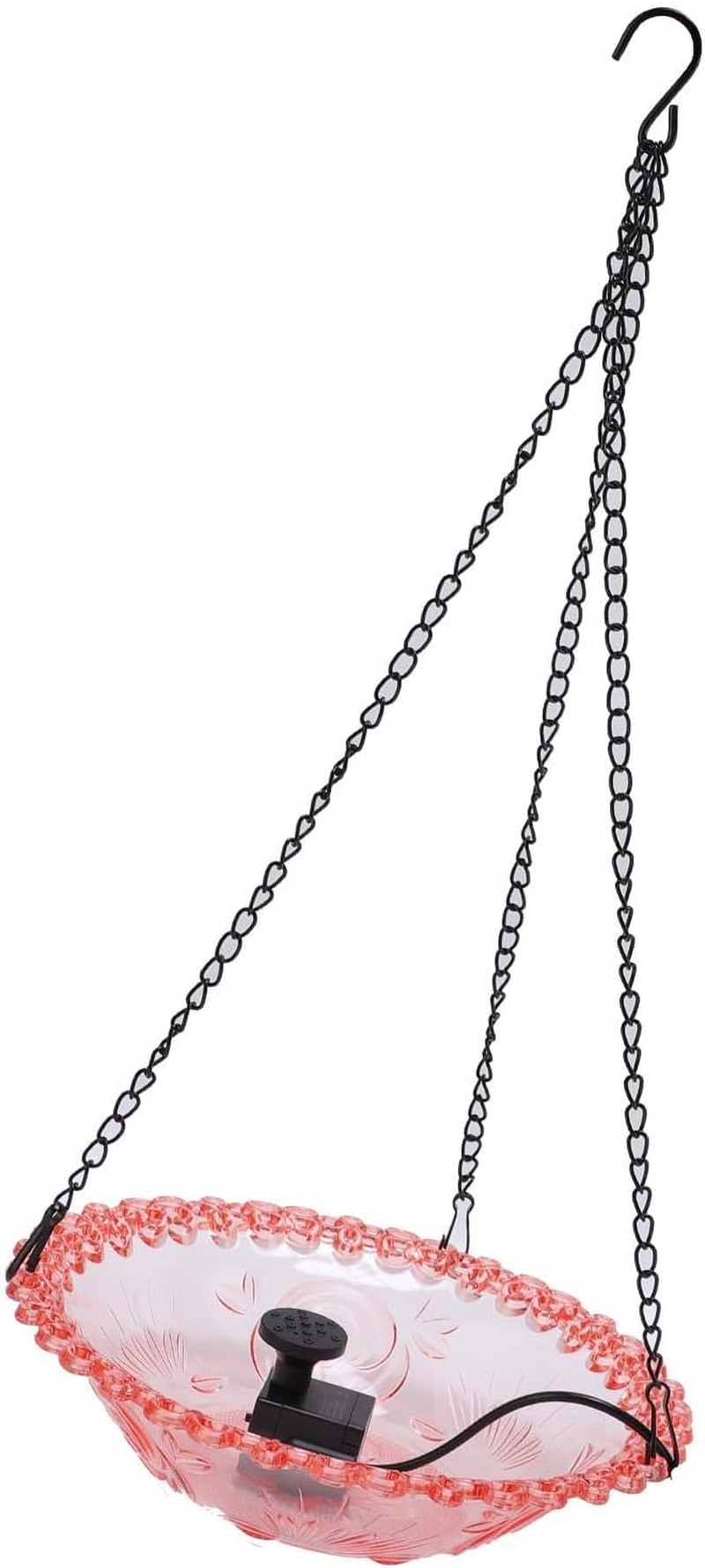 Dpofirs Bird Bath Fountain for Outside, Hanging Hummingbird Feeder Water Fountain USB Powered, Plastic Bird Bath Bowl for Garden Yard Patio Lawn (Roseate) image number 3