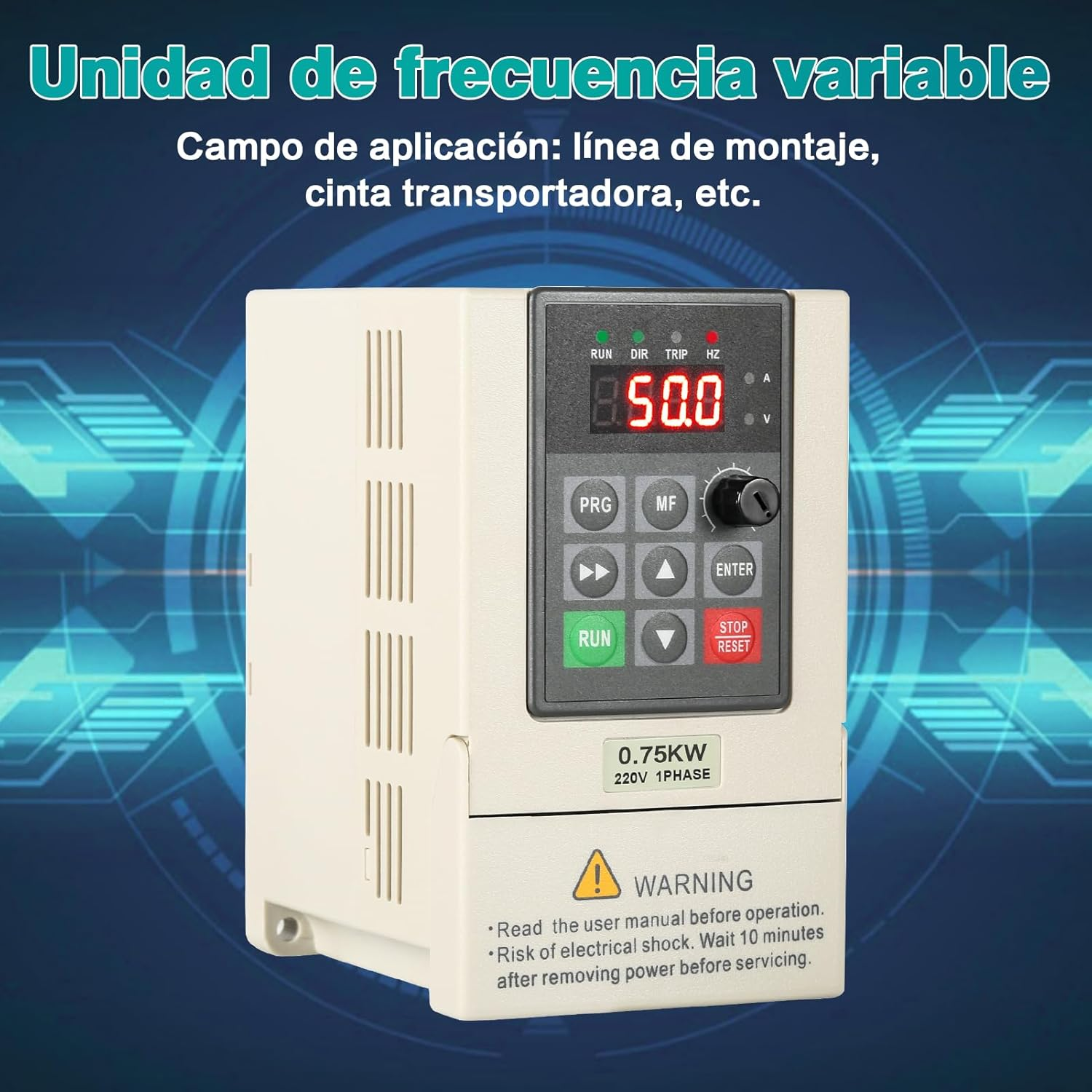 220V Frequency Converter, 0.75KW 1Phase Input 3 Phase Output Variable Frequency Drive, VFD Inverter Frequency Converter Motor Speed Controller for Spindle Motor Speed Control image number 6