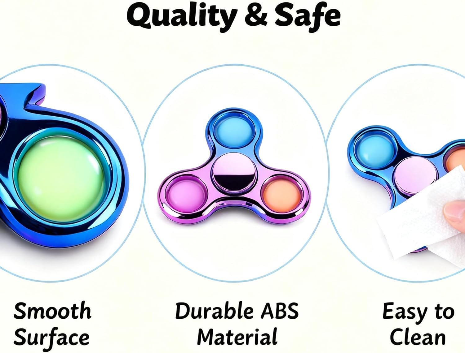 Zoltrax 3 Pack Pop Fidget Spinner,Rainbow Metal Pop It Fidget Toy for Kids Adults,Sensory Toys for Kids Party Favors Supplies,Adhd Focus Stress Relief Hand Spinner image number 5