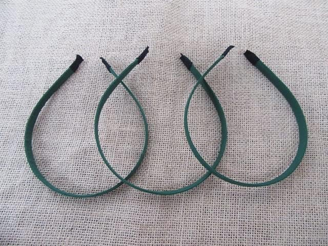 20Pcs Dark Green Hair Band Headband NO Teeth 10Mm Wide