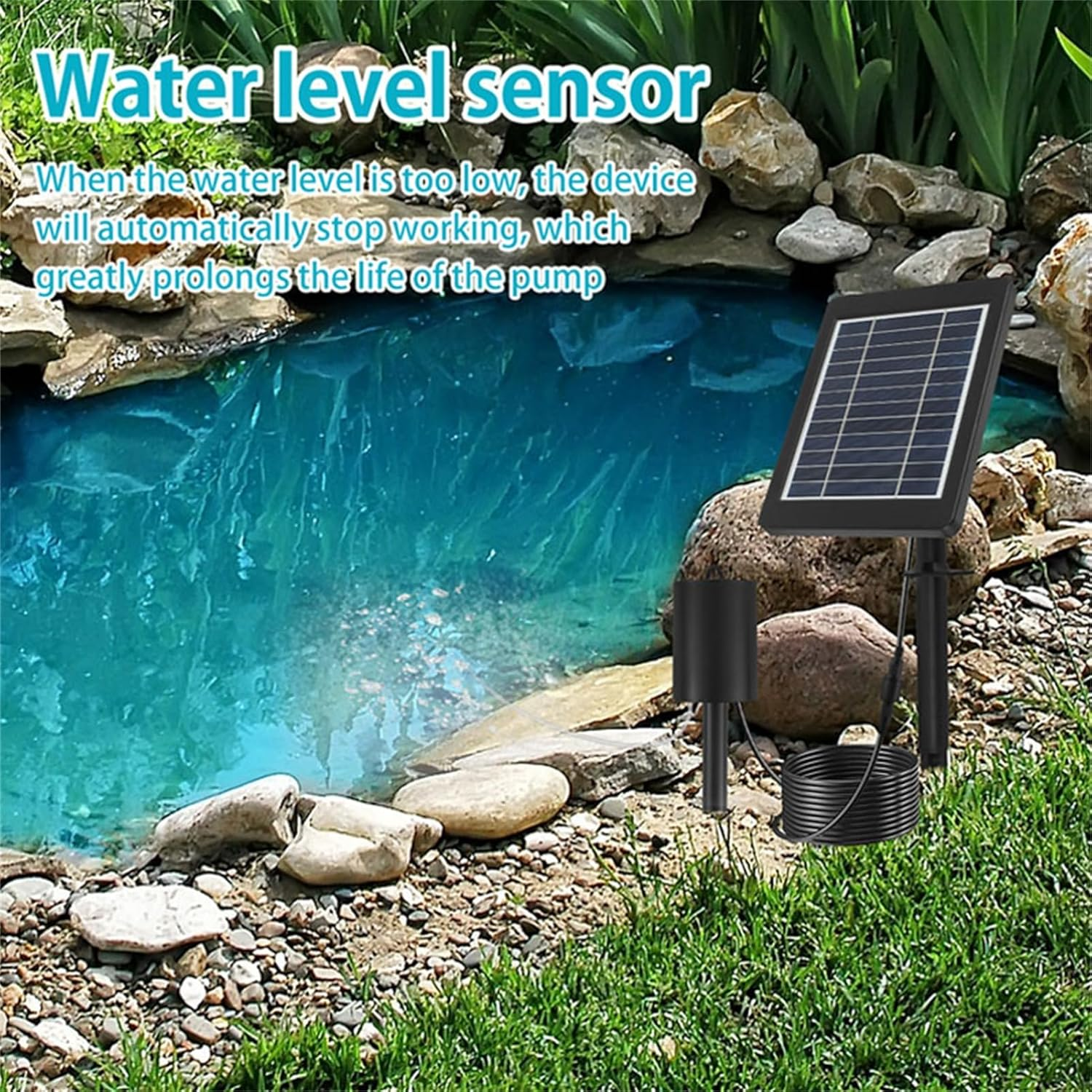 Solar Oxygen Pump, Solar Powered Air Pump Kit with 3 Modes 2200Mah Battery Backup, Aquarium Oxygen Air Pump Fishing Aerator for Garden Fish Tank Pool Fishing Pond image number 5