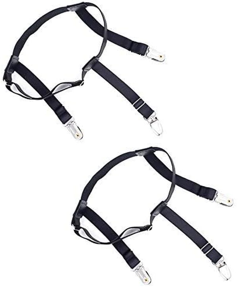 Pejoye Shirt Stays Garters Holders Keepers Straps for Man Elastic and Adjustable with Non-Slip Clips Locking Clamps to Keep the Shirt in the Trousers - 1 Pair Black (O-Shape), Black, One Size