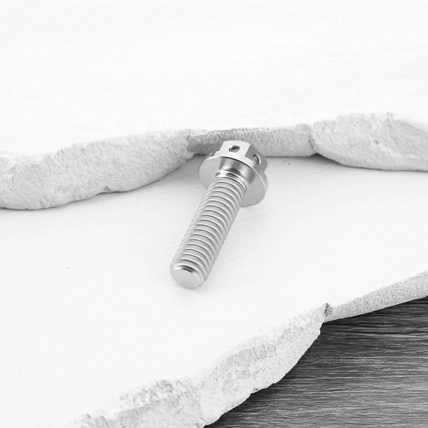 Ecsing 2Pcs M6X20Mm Flanged Hexagon Head Bolts Titanium Hex Fully Threaded Bolt Drilled Bolts for Sports Bikes and Karts Lock Wire Silver image number 6