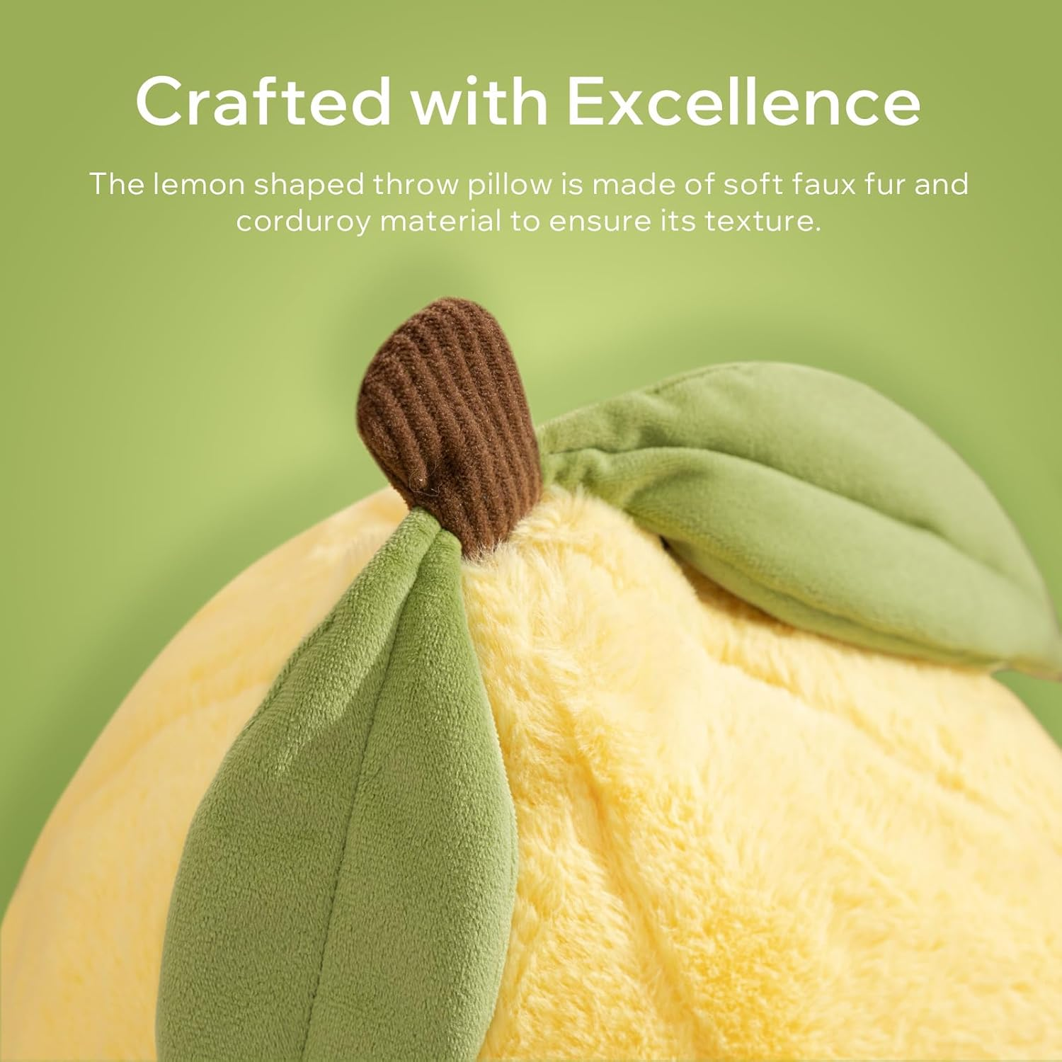 Phantoscope Lemon Shaped Throw Pillow, Fun Home Decor of Fruit Themed Shaped Cushions, Decorative Shaped Pillow for Couch Bed and Chair, Yellow, 10 X11.5 Inches