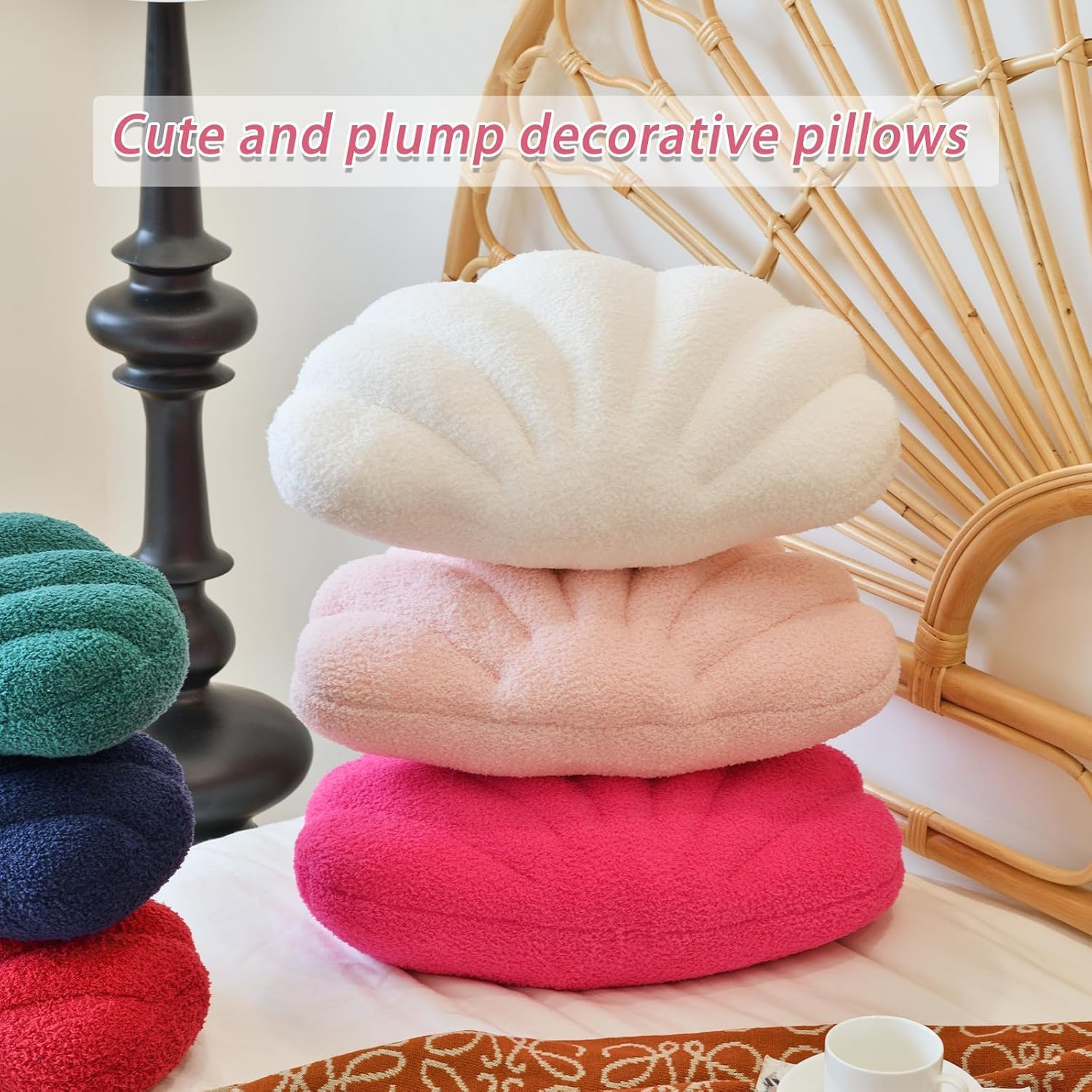 Seashell Throw Pillows, Shell Shaped Throw Pillows, 13 Inch Soft Home Decorative Pillow Plush Cushion for Bed Couch Living Sofa Room Decor Accent Throw Pillow image number 4