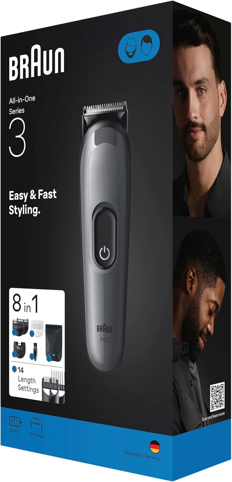 Braun AIO3540 All-In-One Series 3 Beard Trimmer with 8In1 Grooming Kit