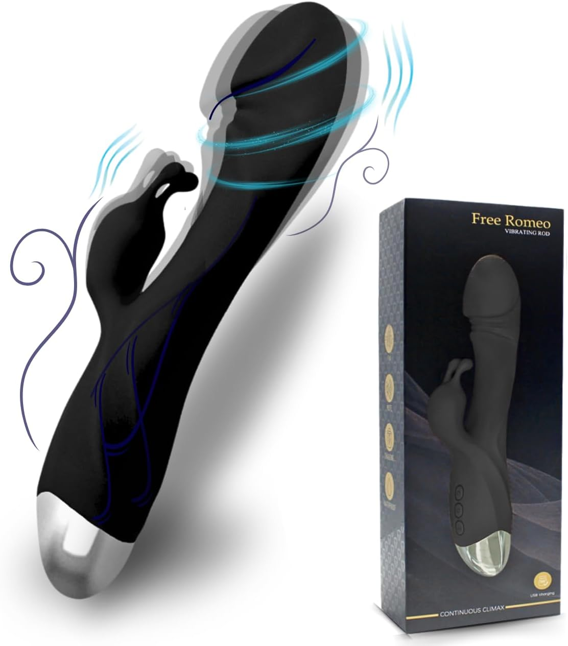 G-Spot Rabbit Vibrator - Dual Motor Clitoral Stimulator with 10X10 Vibration Patterns, Rechargeable Body-Safe Silicone, Waterproof IPX7 Rabbit Dildo for Women and Couples image number 4