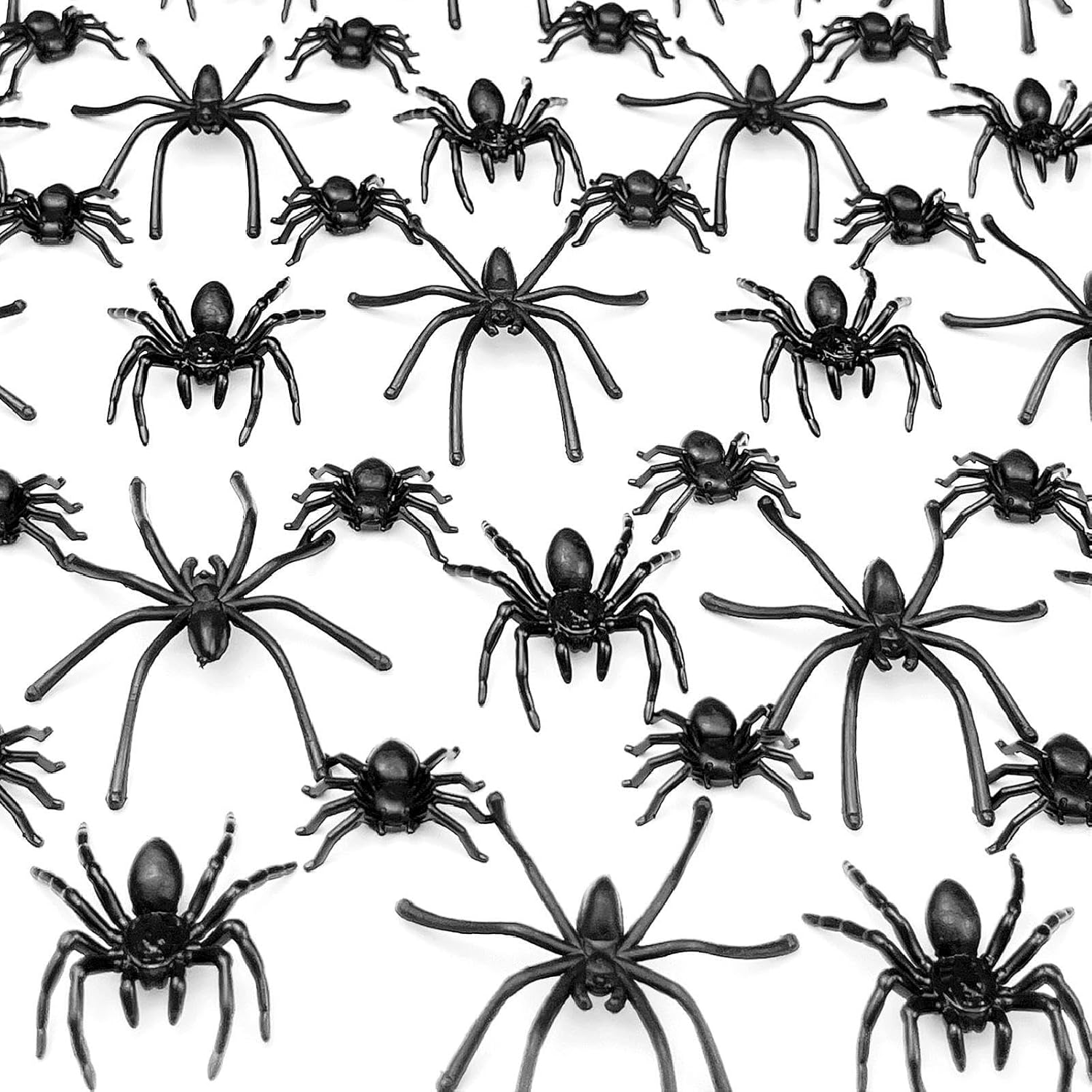 VOVEA 120PCS Realistic Halloween Plastic Spiders Fake Black Scary Spiders Prank Props for Halloween Party Decorations image number 2