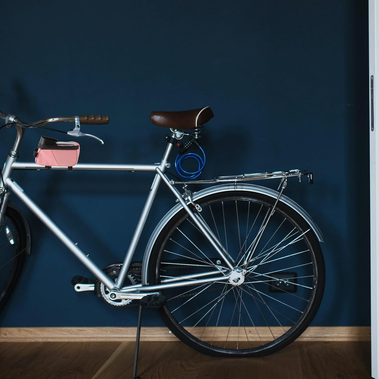 BATHVEVE Bike Frame Bag with Phone Holder Spacious Cycling Pouch for Phones under Water Resistant Storage for Wallet and Tools Outdoor Bicycle Organizer image number 3