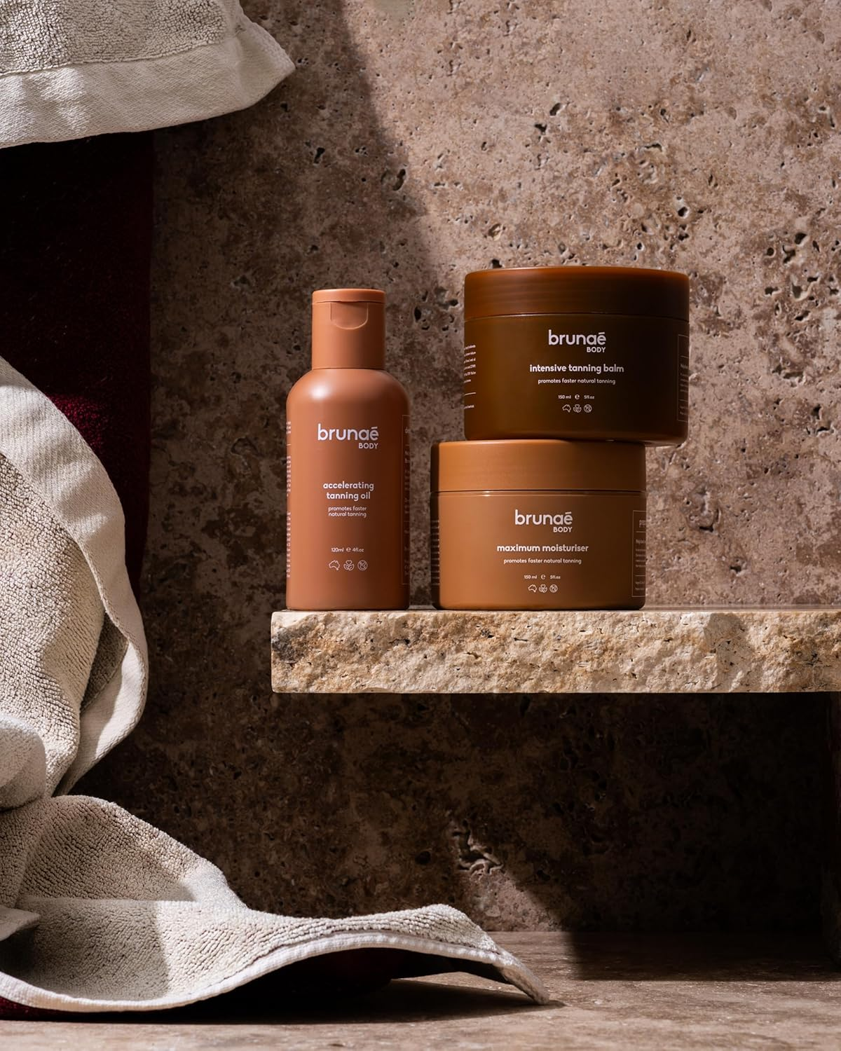 Brunae Body Bronzed Trio Bundle - Moisturiser, Tanning Oil, & Intensive Tanning Balm for Deeper, Faster Tan image number 4