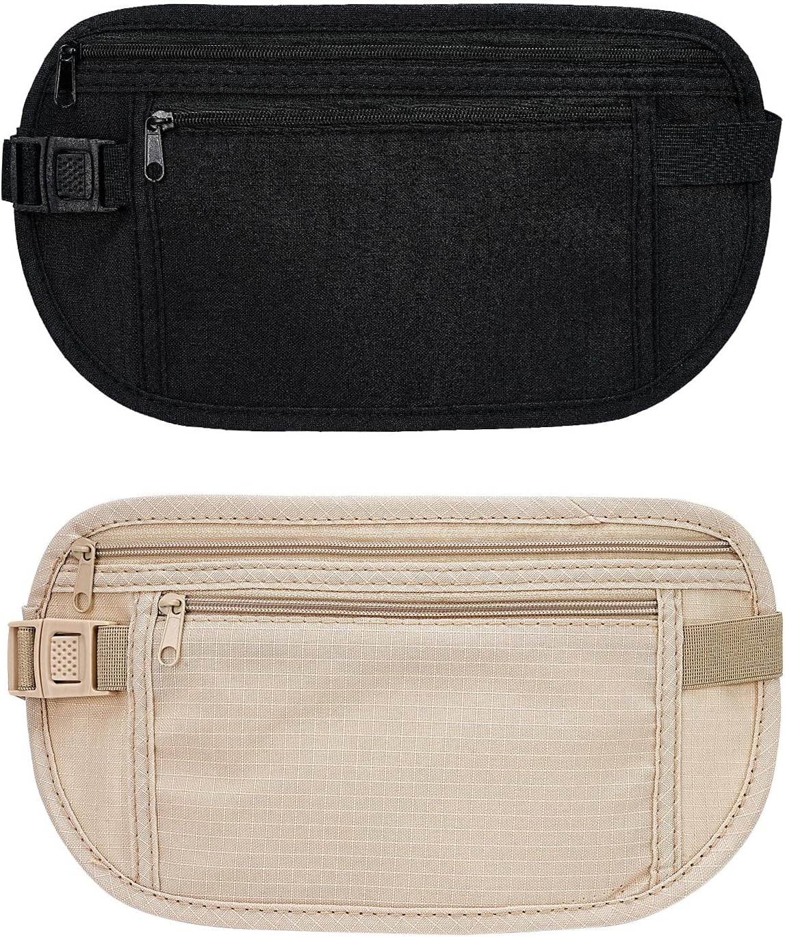 Money Belt for Travel - 2 Pcs Waist Wallet and Hidden Pouch, Passport Holder under Clothes for Women image number 3