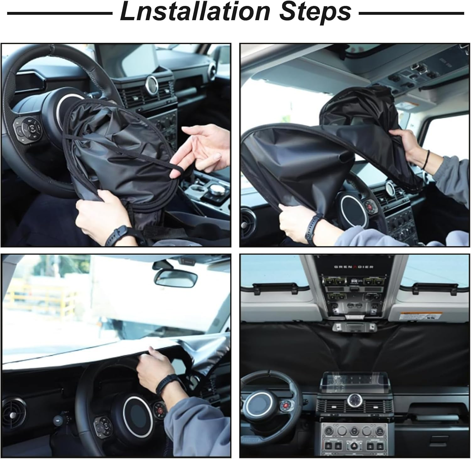 Windscreen Sun Shade Compatible with Toyota Land Cruiser LC300 2022-2025 Accessories | Reflective Windshield Cover Window Shade | UV & Heat Blocking Cover image number 2