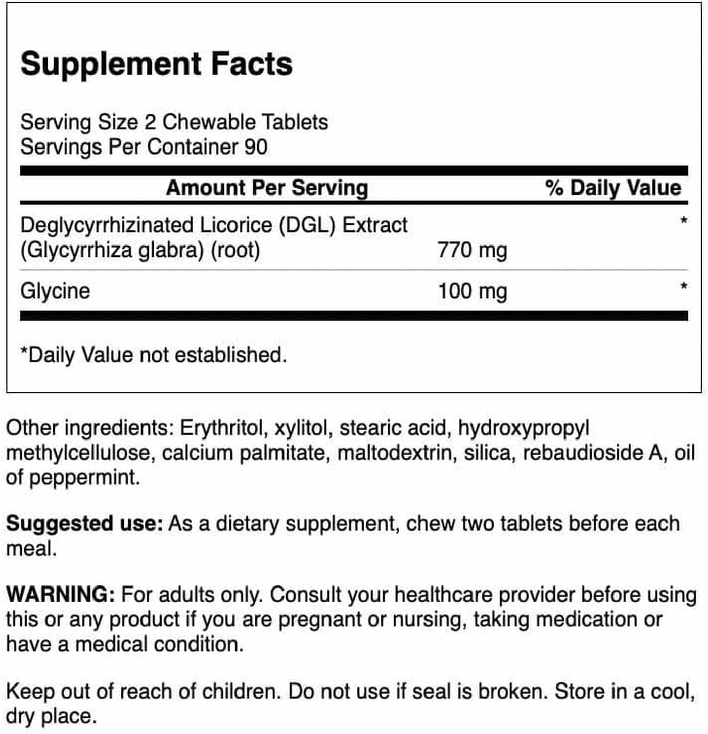 Swanson Dgl (Licorice) 385 Milligrams 180 Chwbls image number 1
