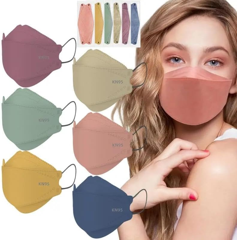 60Pcs 4-Layer Disposable Face Masks, Breathable, Adjustable Nose, Individually Wrapped for Daily Use image number 2