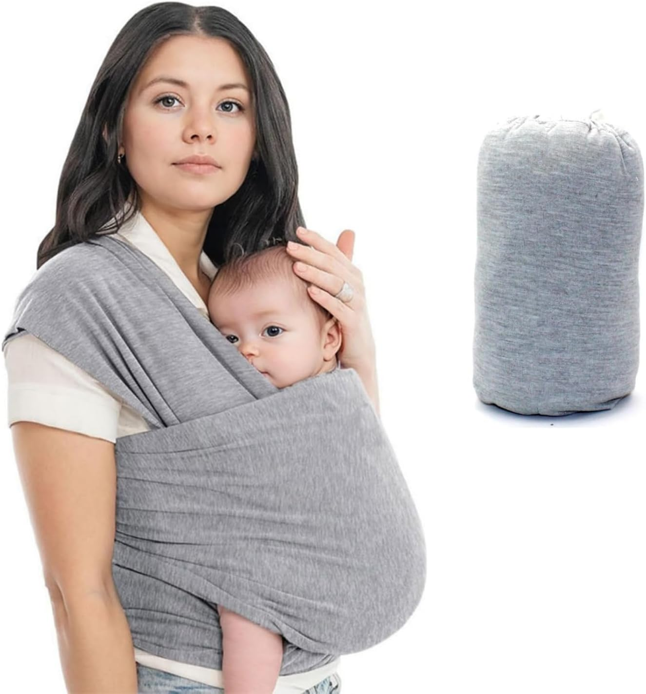 Baby Wrap Carrier,Original Breathable Baby Sling,For Newborn to Toddler, Lightweight,Hands Free Baby Carrier Sling,Adjustable Carriers,Includes Storage Bag.(Grey) image number 4