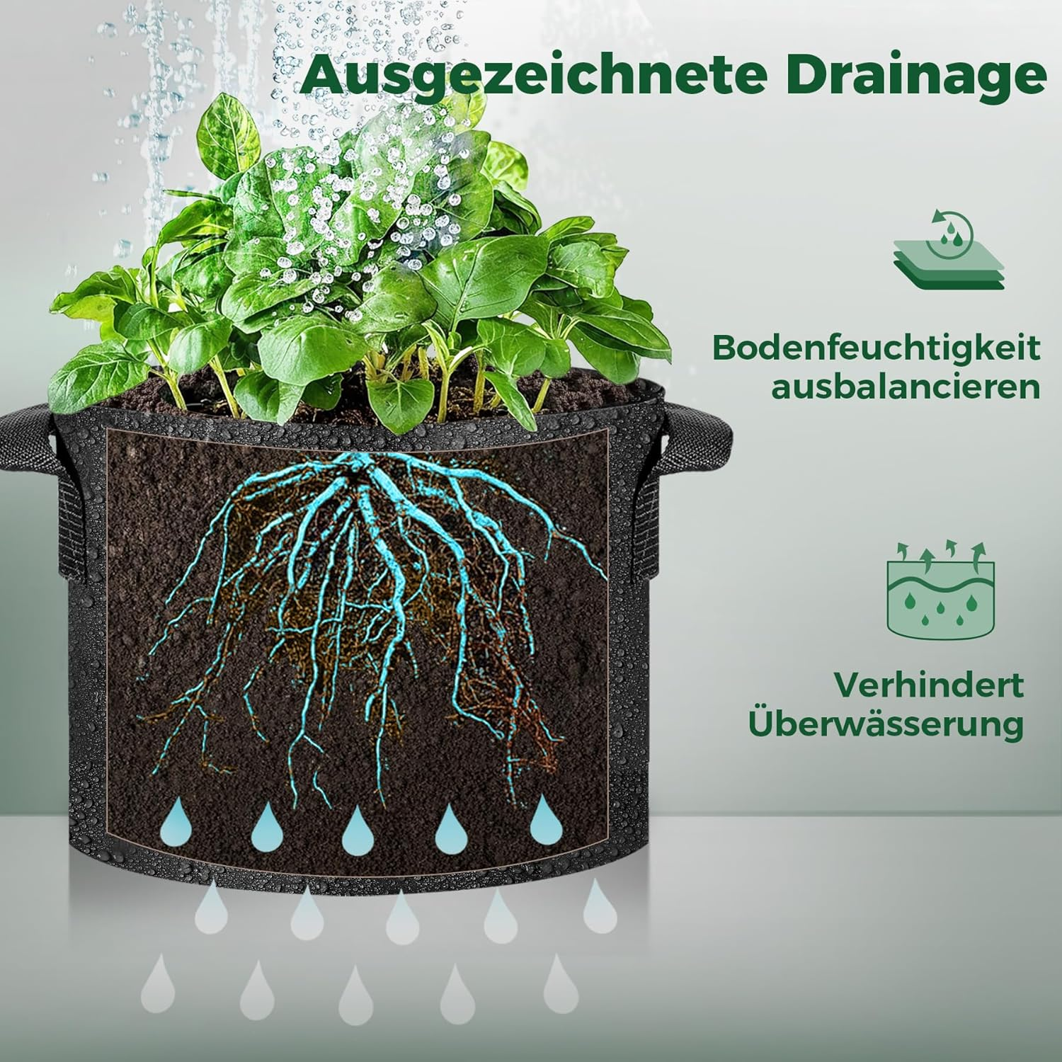 T4U Fabric Plant Grow Bags with Handle 10 Gallon Pack of 5, Heavy Duty Nonwoven Smart Garden Pot Thickened Aeration Nursery Container Black for Outdoor Potato, Tomato, Chili, Carrot and Vegetables image number 2