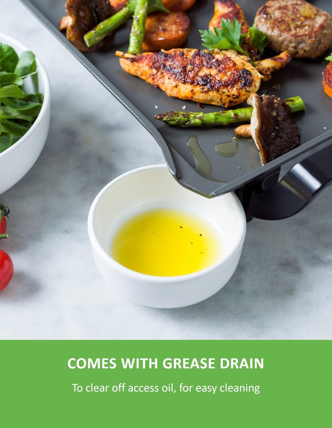 Greenlife Teppanyaki Grill Non-Toxic PFAS & Pfoa-Free Ceramic Nonstick, 5 Temperature Settings, Quick Even Heating,Large Cooking Surface, Black image number 5