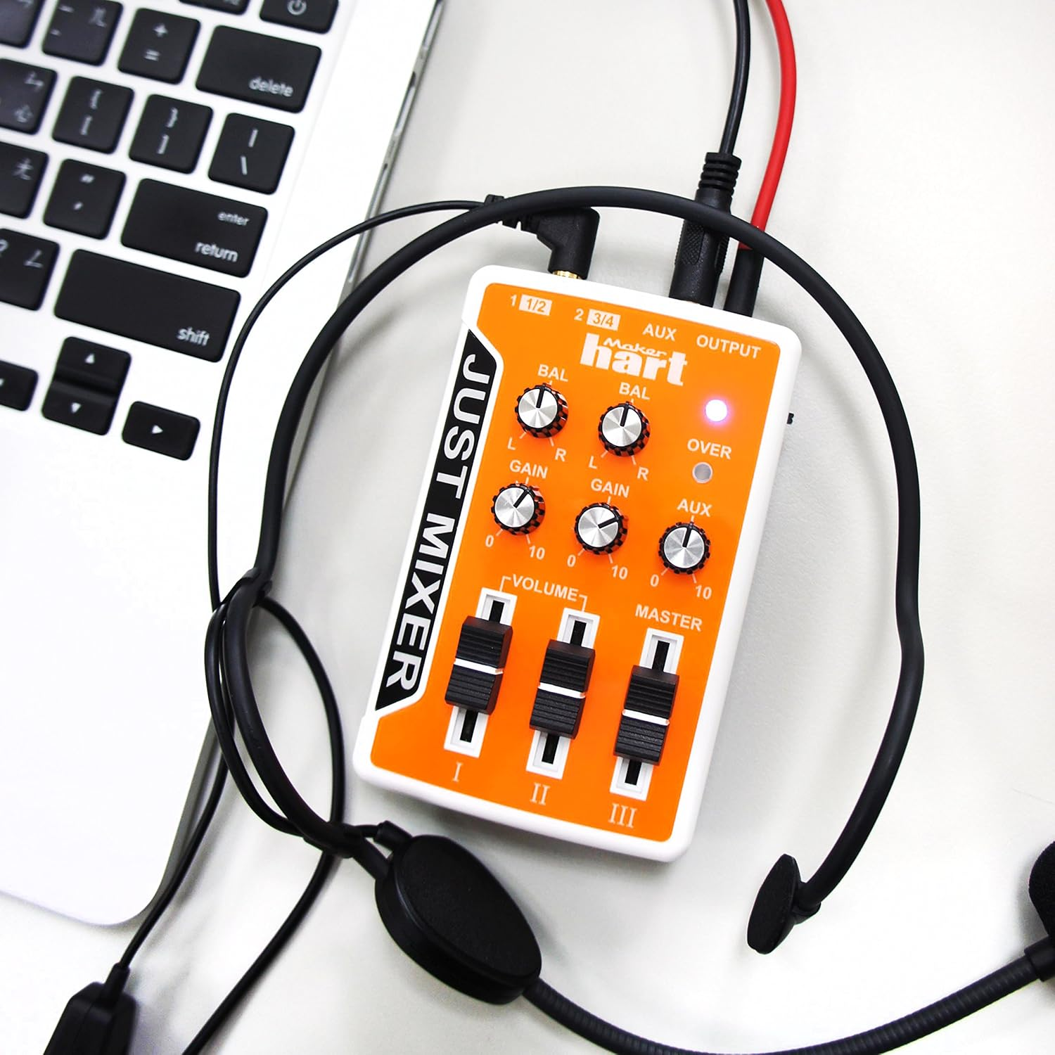 JUST MIXER Audio Mixer - Battery/Usb Powered Portable Pocket Audio Mixer (Orange) image number 2