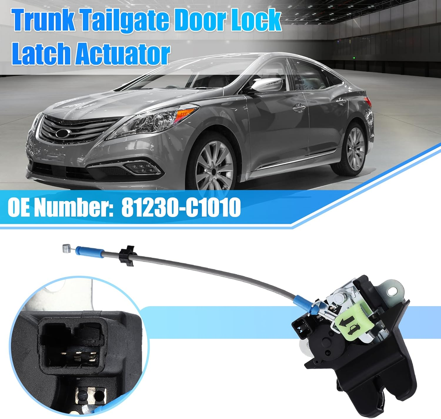 X AUTOHAUX Trunk Latch Lock Actuator 81230-C1010 for Hyundai Sonata 2015-2017 with Cable Rod Remote Trunk Tailgate Door Latch Lock Actuator Motor Rear Trunk Lid Lock Latch Actuator image number 1