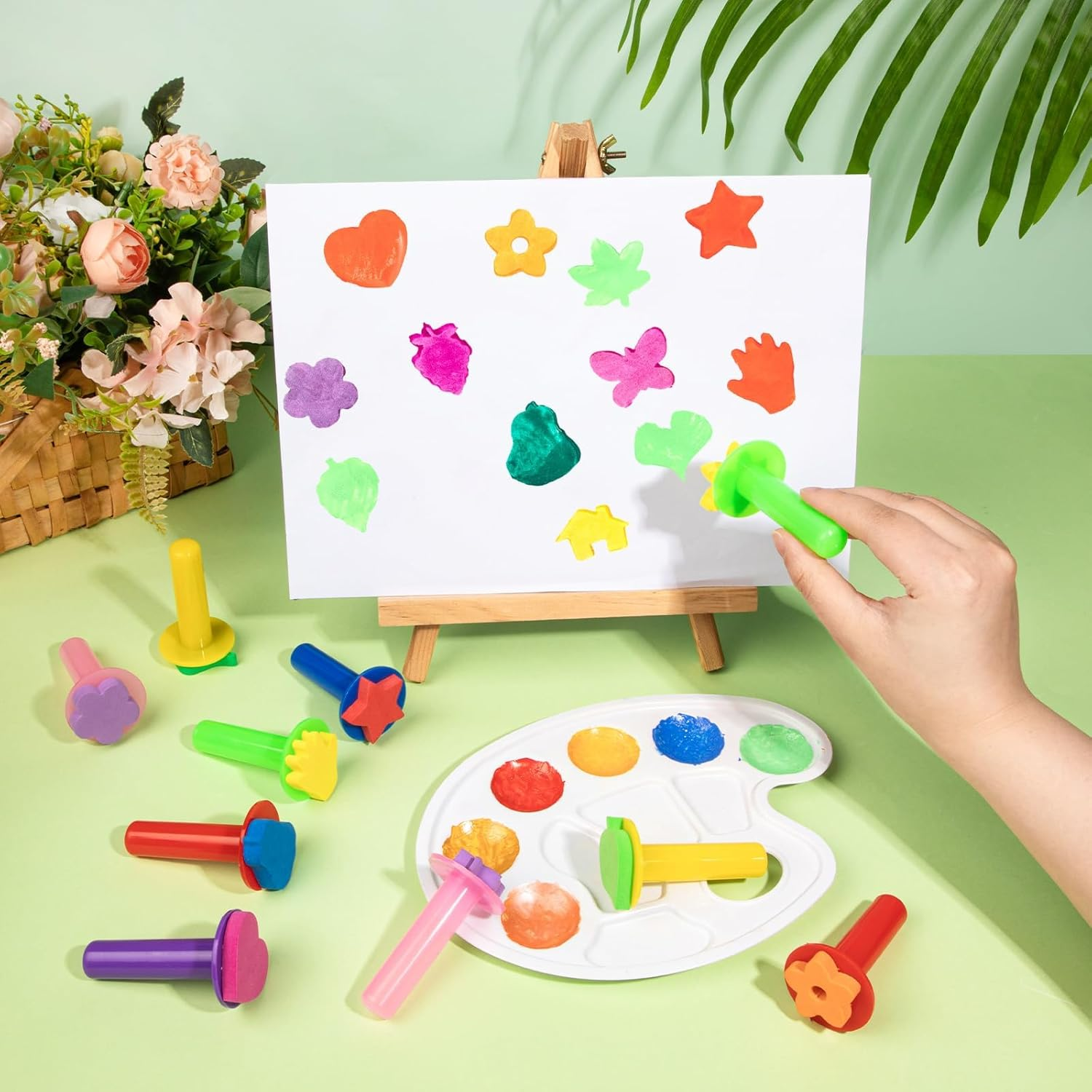 12Pcs Paint Stamps for Kids, Painting Sponges, Educational Foam Stamps for Toddler Finger Painting, Sponge Brush Set for Kids&rsquo; Artistic Creativity, Foam Art Supplies. image number 2