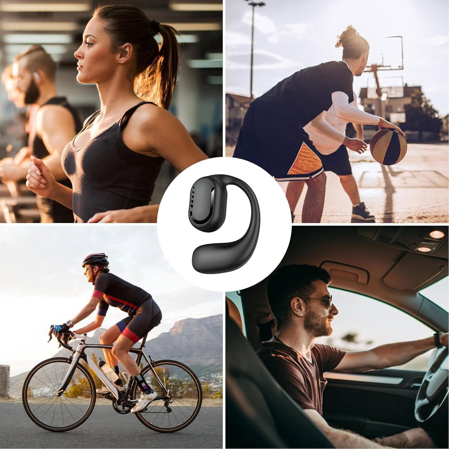 Wireless Earbuds for Running | Single Earpiece Headphones with Earhooks 5.3 11H Talktime Microphone Headset Perfect for Work Driving Fitness Sports Outdoor Activities Hands-Free Calling Long image number 4