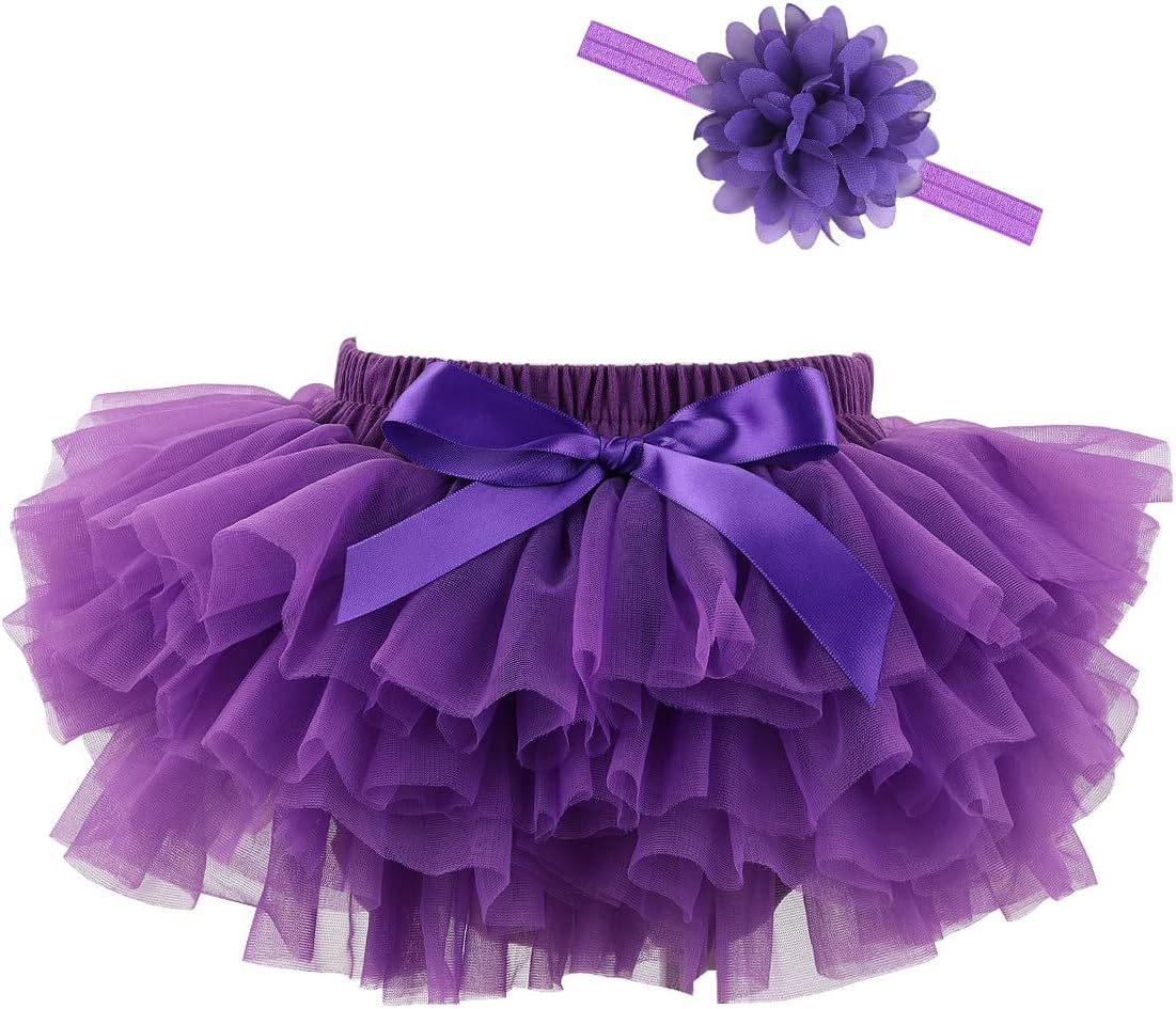 HOOLCHEAN Baby Infant Girls Fluffy Soft Tutu Skirt (Skort) and Headband Suit image number 5