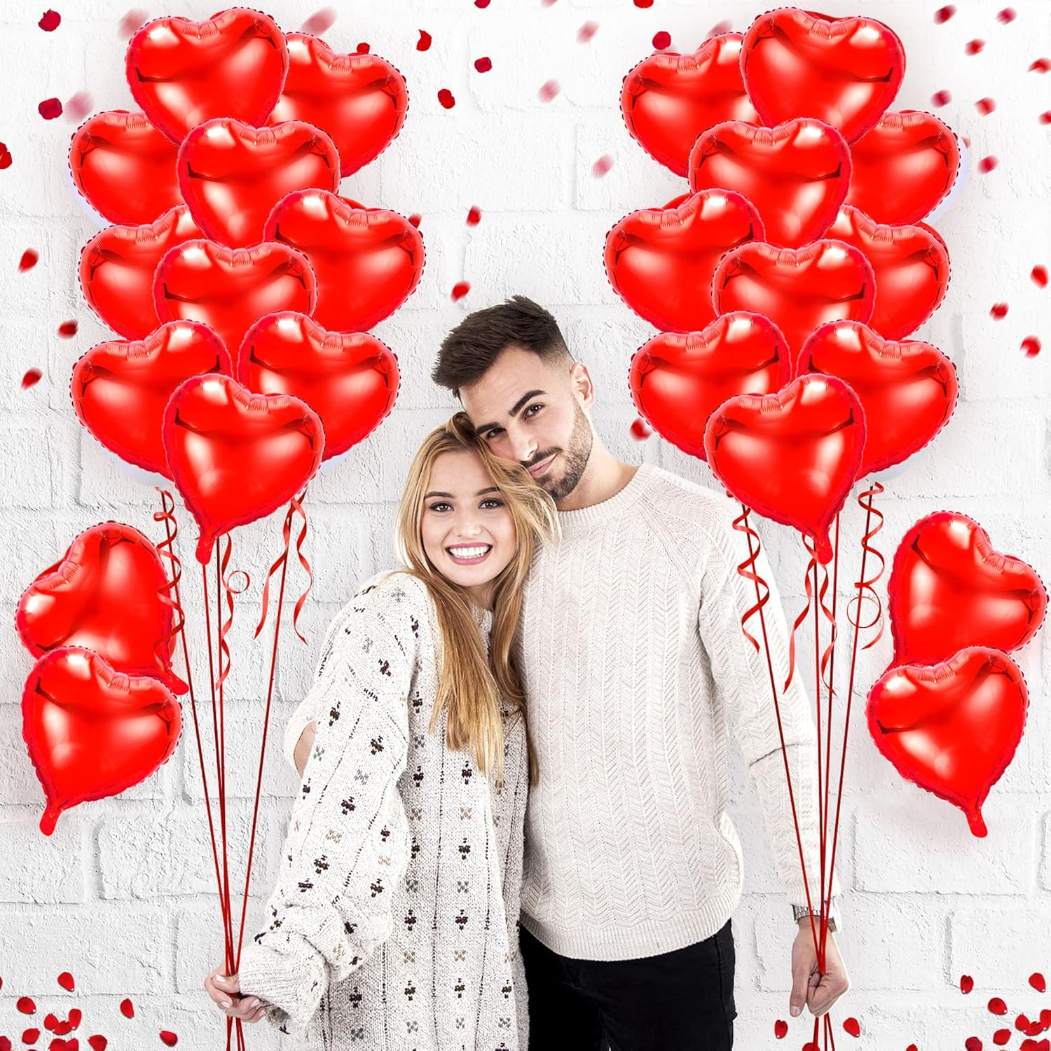 Love Balloons Red- 50Pcs 10Inch Foil Heart Balloon, Valentine Day Balloons, Room Decorations Kit Party Props Decor Balloons Valentines Day Heart Balloons image number 3