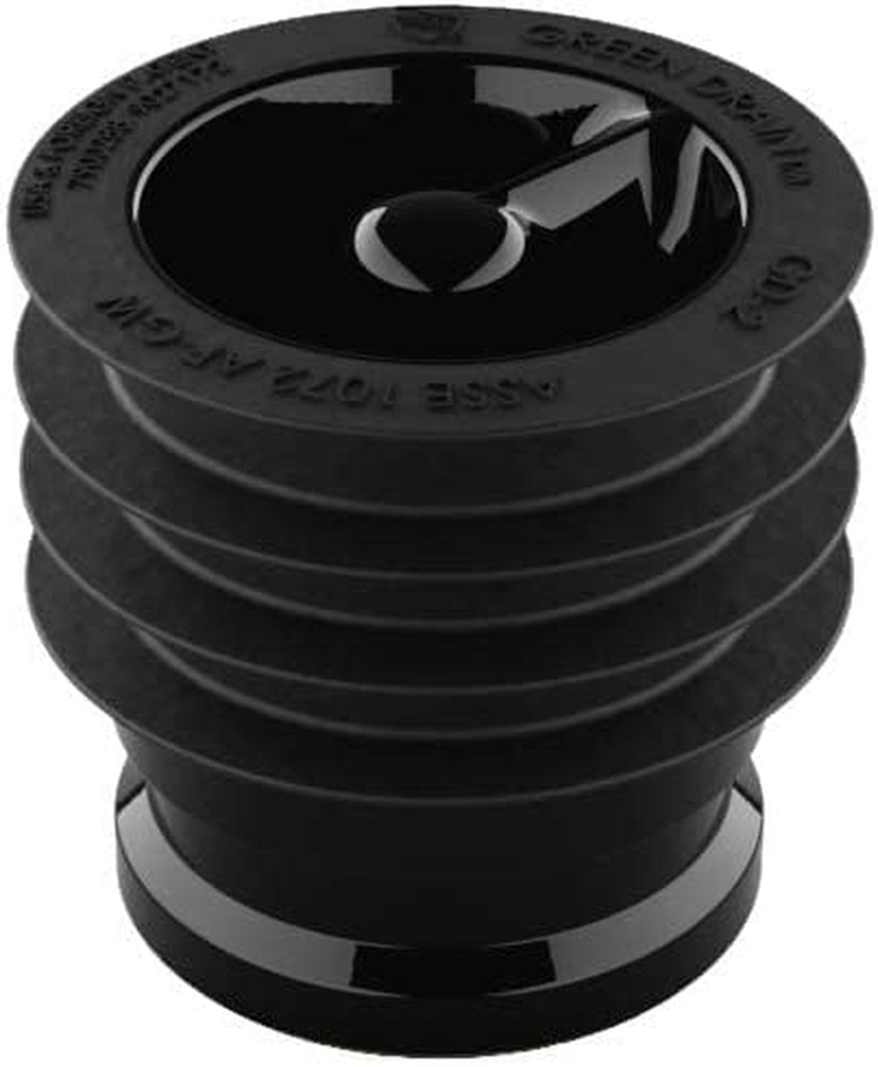 2" Waterless Trap Seal - Floor Drain Seal - Black Silicone & ABS Plastic Combination - Universal Plumbing Code Certified