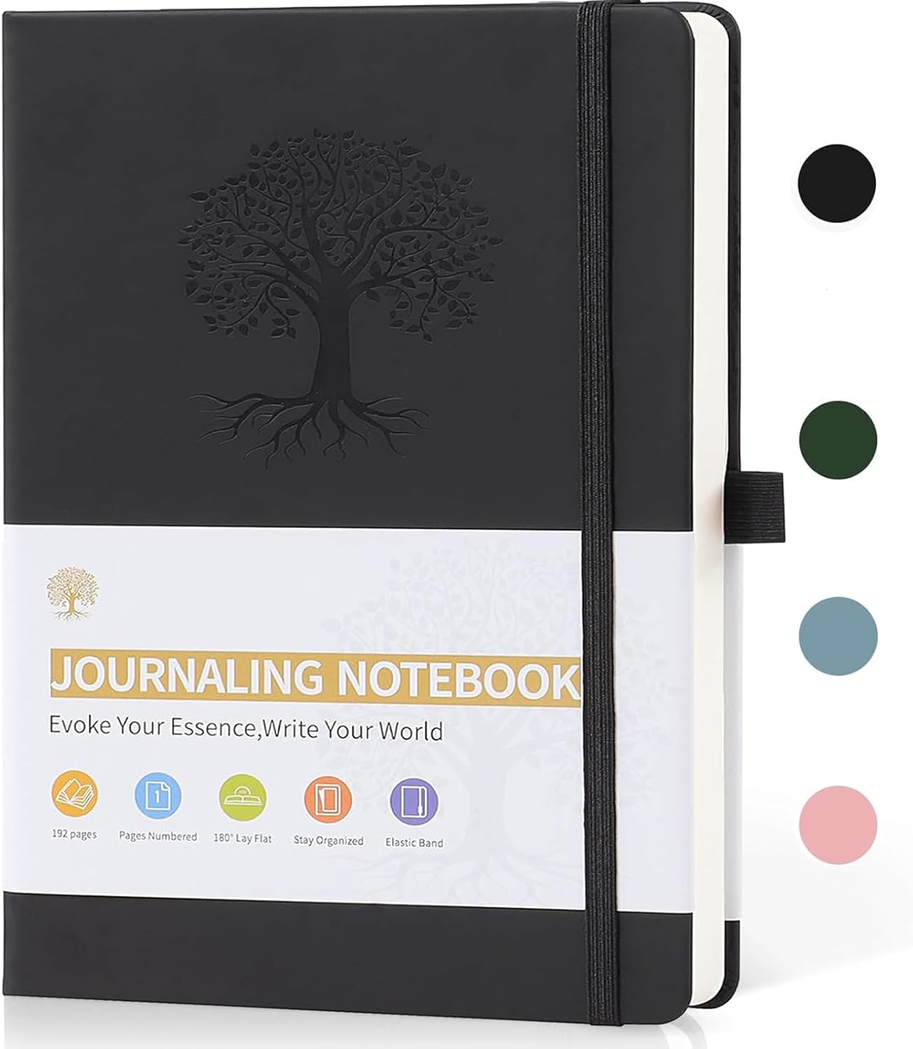 Lined Journal Notebook for Women Men, A5 192Pages College Ruled Leather Hardcover Notebook with Pen Loop for Journaling Writing, Blue