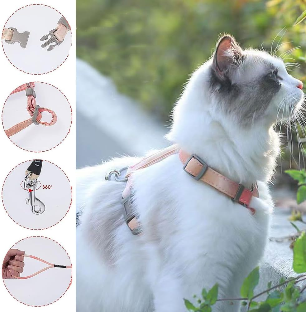 Cat Harness with Lead, Escape Proof Cat Harness Lead, Adjustable Cat Lead with Harness for Small, Medium Cats, Outdoor Walking, Colour Gradient Orange image number 1