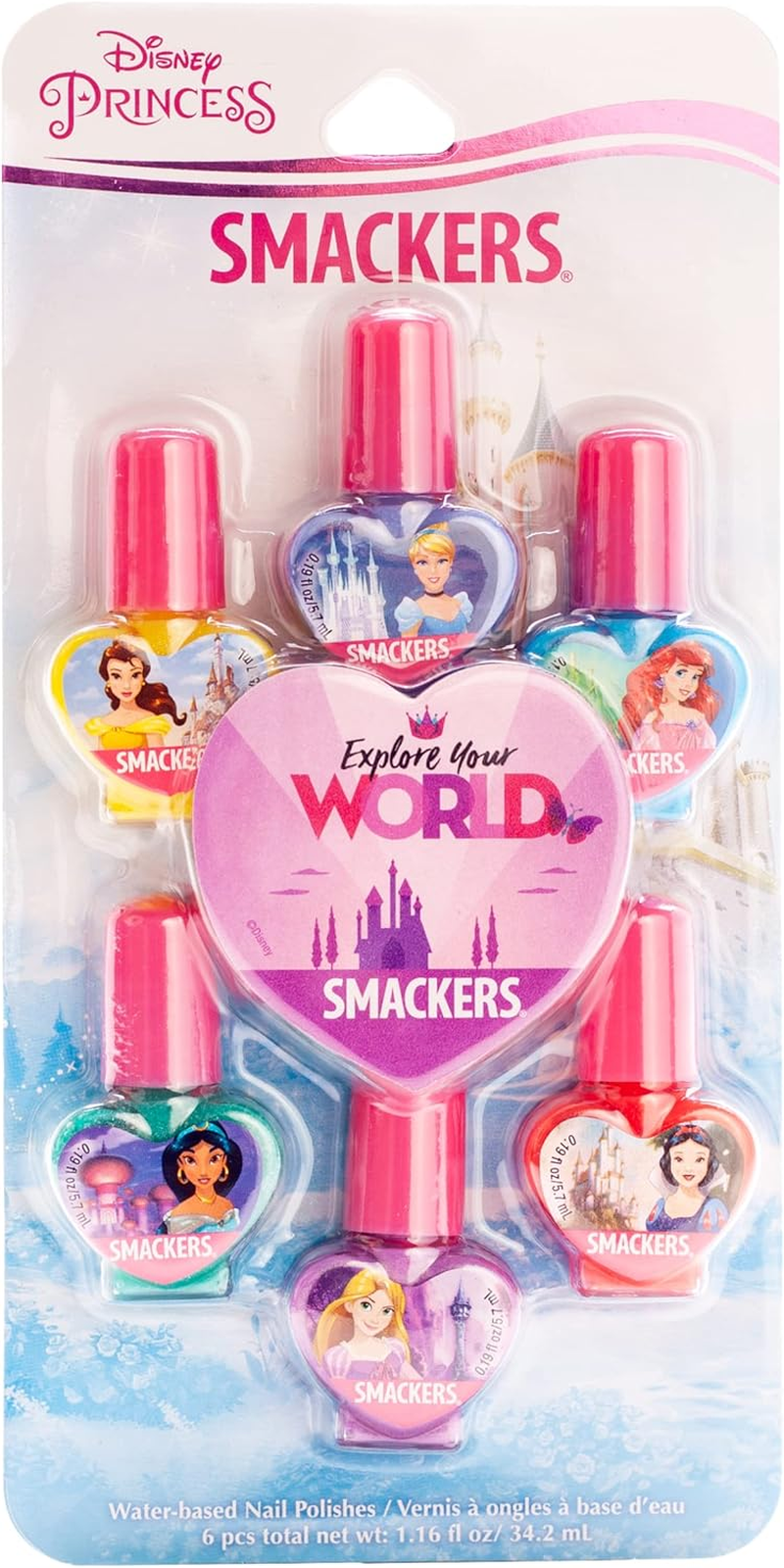 Lip Smacker Disney Nail Collection, Princess Nail Polish, Set of 6 Water-Based Polishes