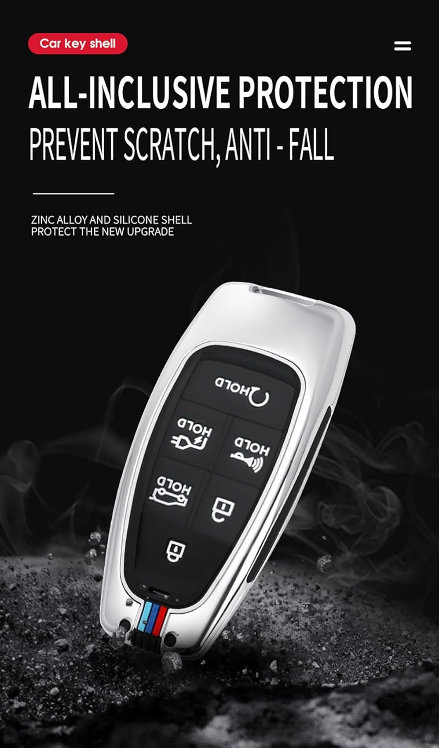 HIBEYO Car Key Fob Cover for Hyundai Sonata 2020 2021 2022 2023 Santa Fe Accessories Alloy+Tpu Material Double Protector image number 3