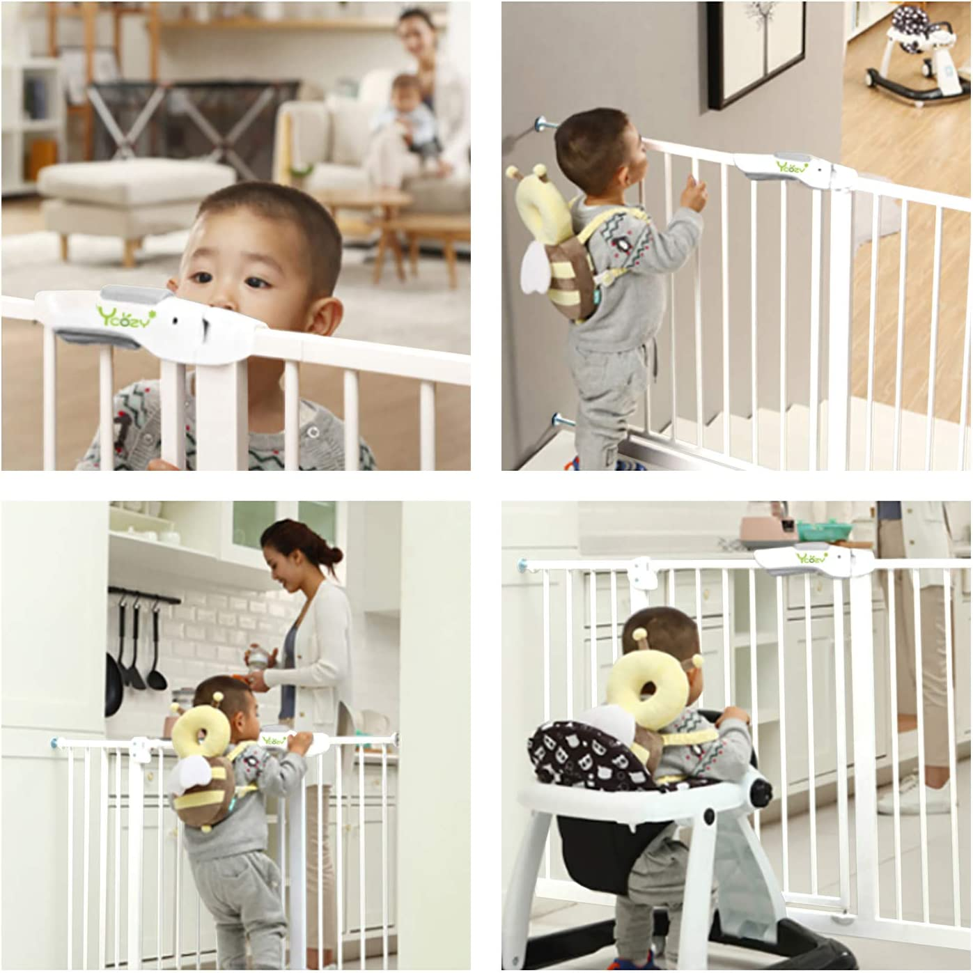 Ycozy Babysafe Baby Gate Dog Gate Metal Safety Gate for Stairs/Doorway/Playpen Auto Close Pet Door Gate with Extensions Kits for Children Kids Puppy 77Cm Tall Width 85-94Cm image number 1