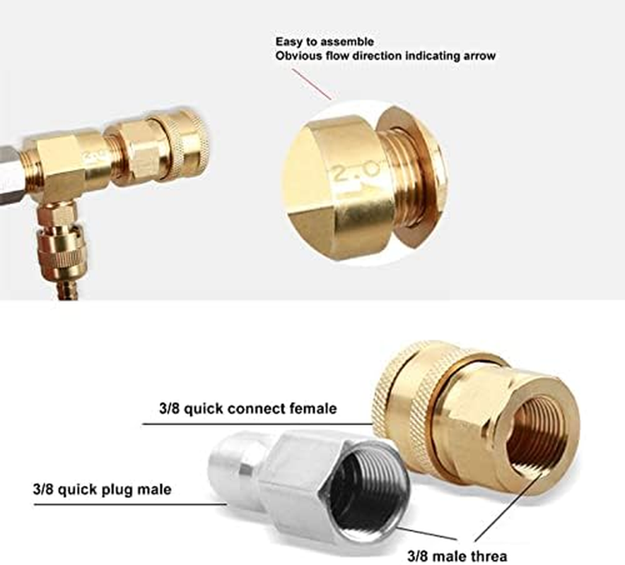 5000PSI Adjustable Chemical Injector Kit, 3/8In Quick Connector Downstream Injector for Pressure Washer, Soap Injector, 9.8Ft Siphon Hose, 1/4In Soap Nozzle Power Washer Chemical image number 4