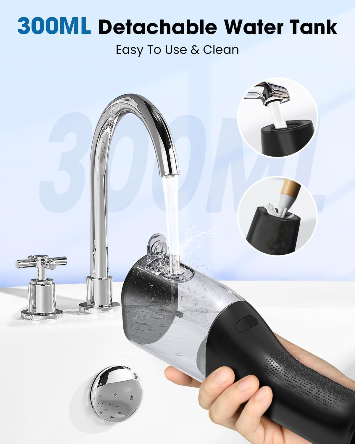 Water Flosser, Tovendor Cordless Oral Irrigator for Teeth, Gum, Braces Deep Cleaning, 4 Tips, 4 Modes, 300ML Rechargeable Water Dental Flosser, IPX7 Waterproof, Portable Design for Home Travel (Matte Black) - Pink image number 7