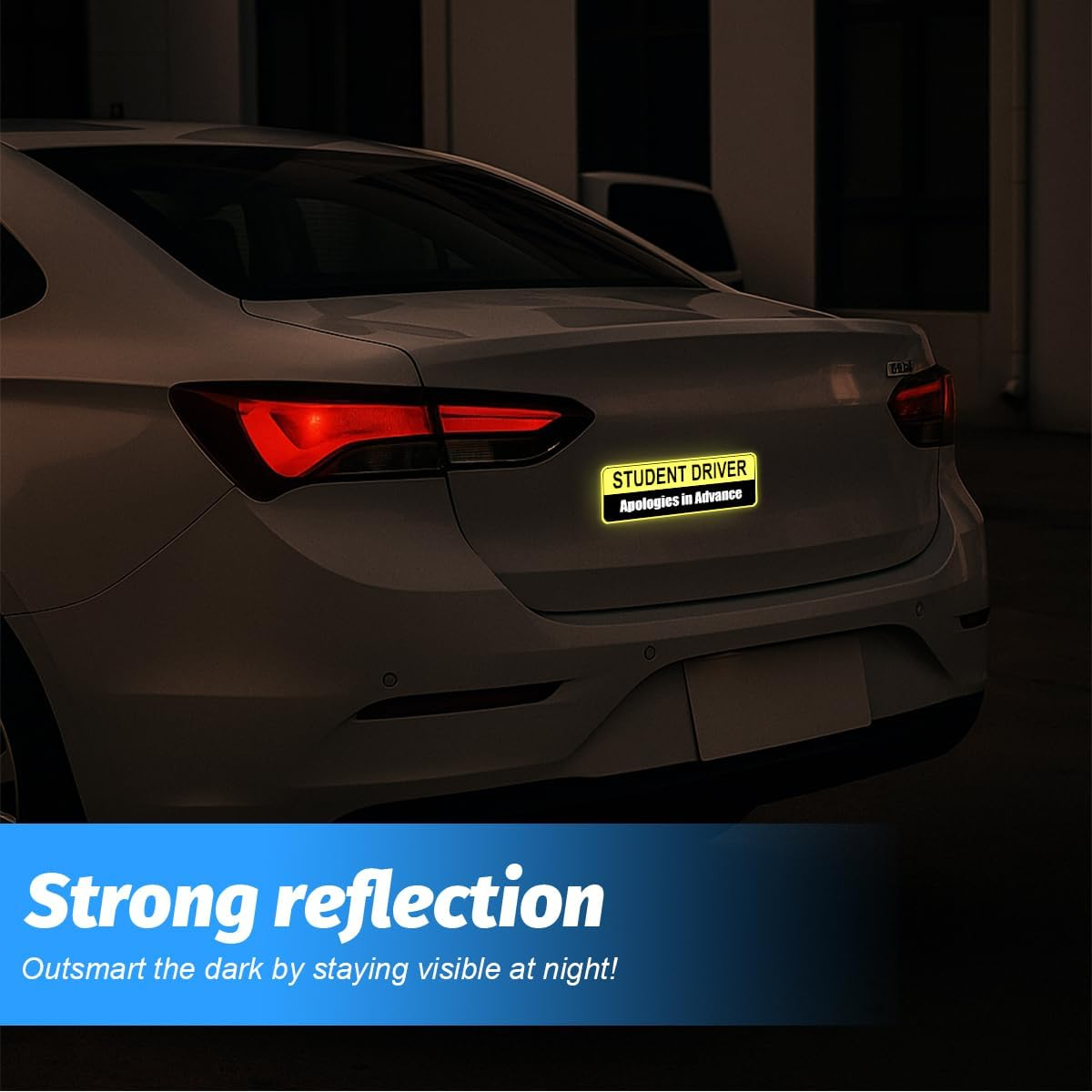 Sandfren Car Student Driver Magnet, 2PCS Funny Reflective Magnetic Waterproof Vehicle Safety Attention Sign Bumper Sticker, Automotive Exterior Warning Decal, Universal for SUV Sedan Truck