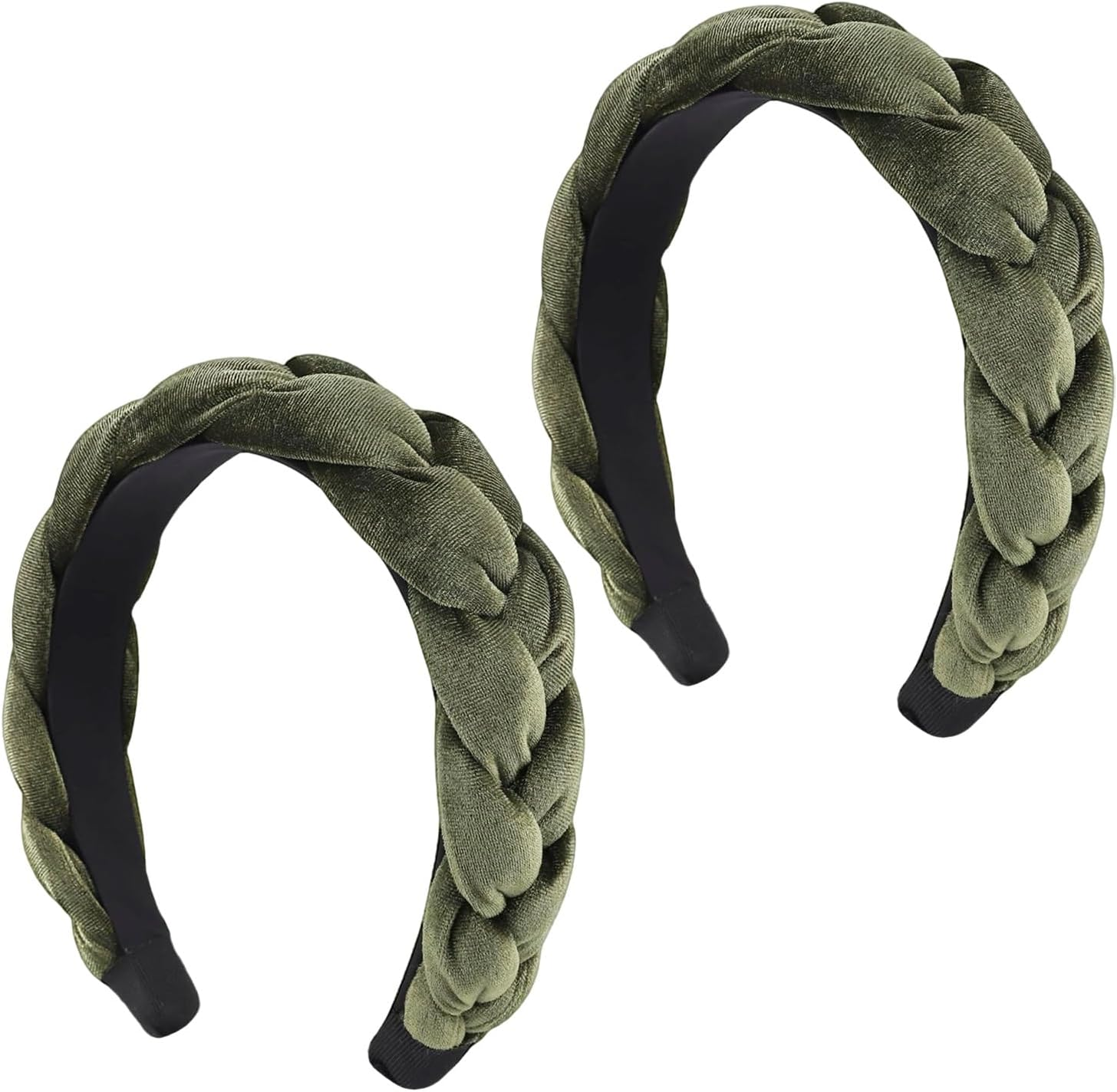 Pack of 2 Vintage Dirndl Headbands, Cross Braid, Fashion Headband Green for Makeup, Face Wash and Headpiece image number 6