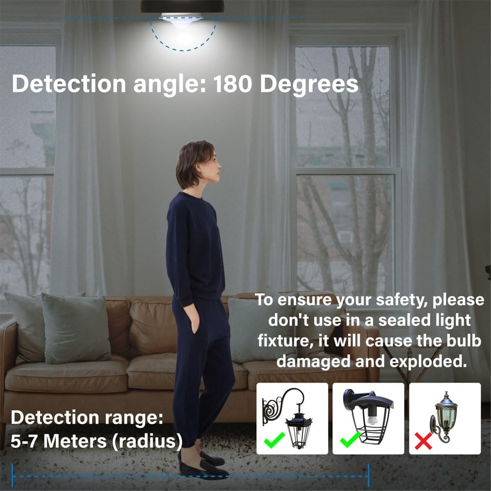 Doright LED Motion Sensor Light Bulbs GU10 PIR Security Detection Spotlight 5W Cool White 6000K 500Lm Auto On/Off LED Security Light Bulb for Stairs, Garage, Corridor, Walkway, Yard, Hallway image number 2