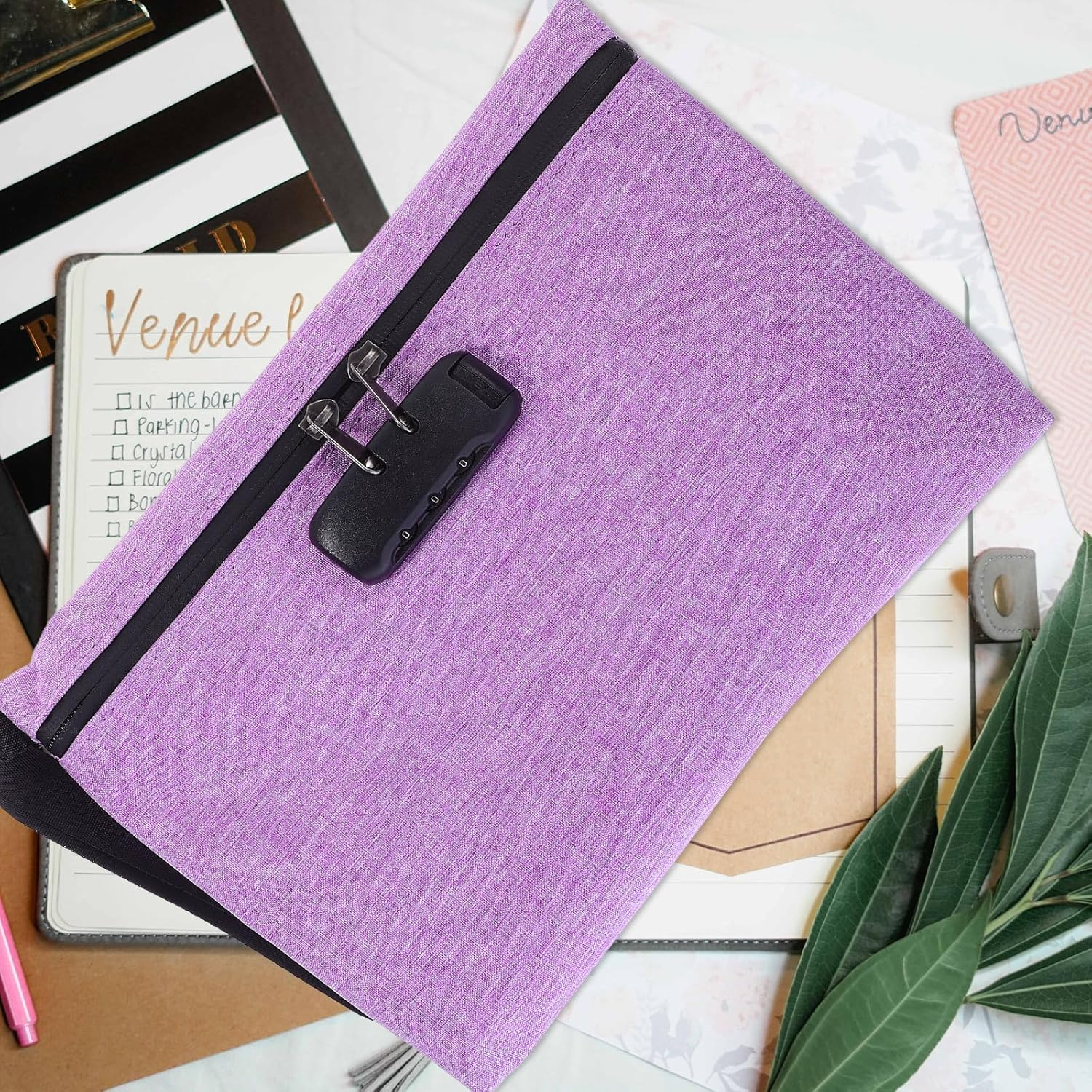 ELAYARD Combination Lock Cash Wallet Waterproof Zippered Bag for Business Travel Document and Jewelry Storage