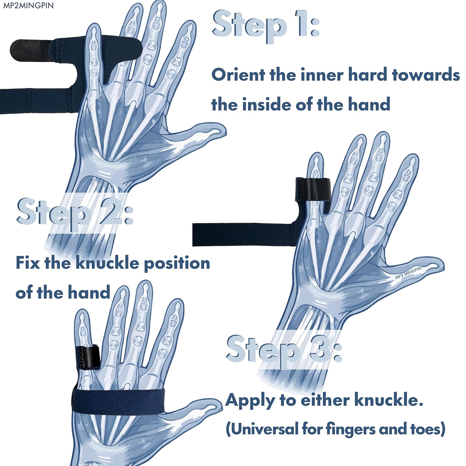 2Pcs Universal Finger&Toe Brace(Fit All Digitus), Trigger Finger Splint for Index Middle Ring Pinky Finger Arthritis Pain, Broken Mallet Finger Stabilizer Knuckle Immobilizer Wrap for Toe Ectropion image number 2