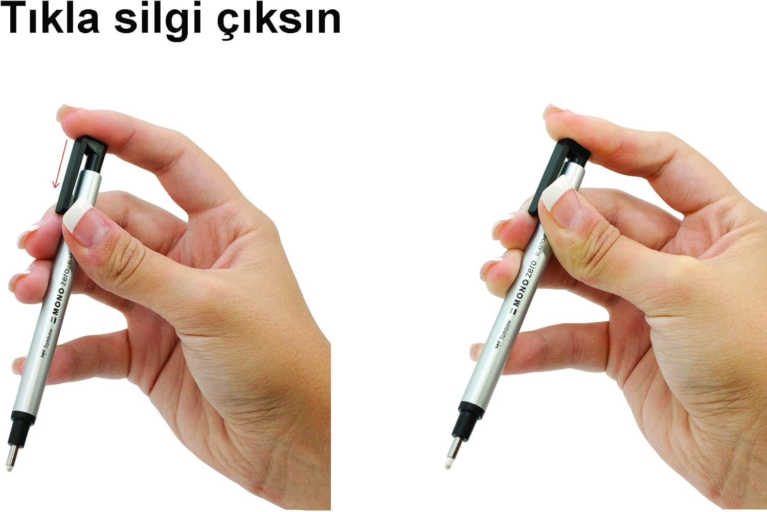 Tombow Mono Zero Silver Barrel Rectangular Eraser, 1 Pack image number 1