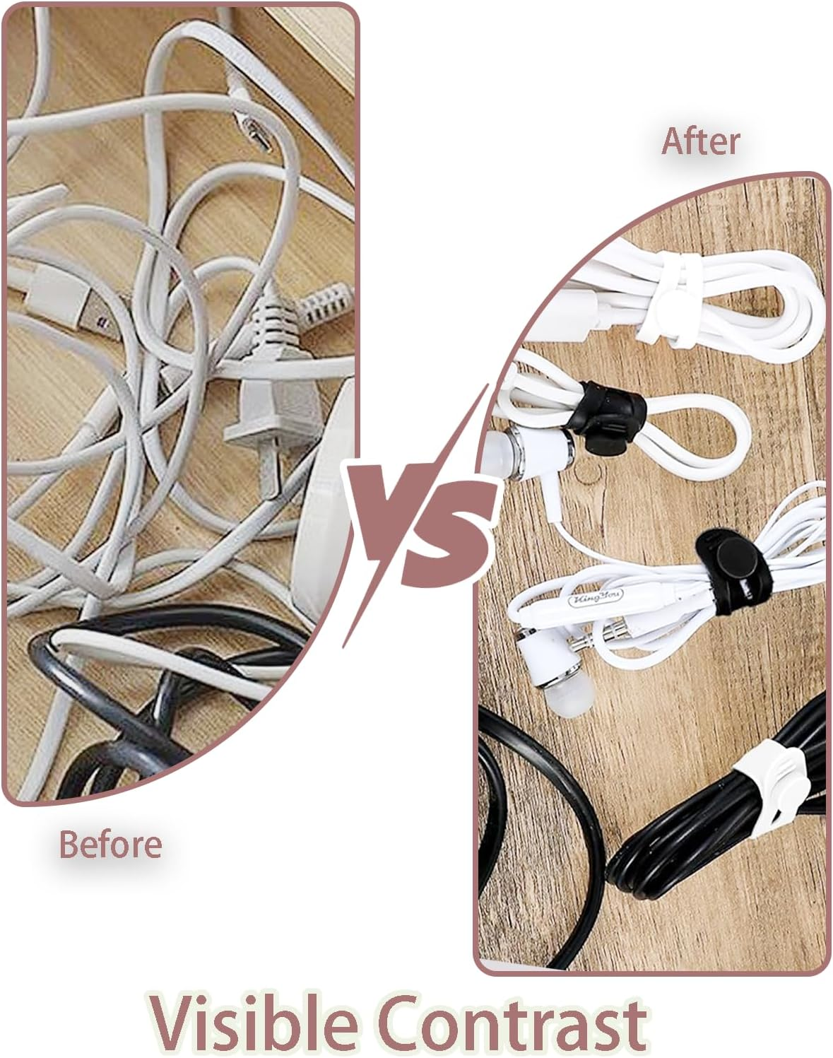 ONBPIY Reusable Silicone Cable Ties 14Pcs 7 Colors Adjustable Cord Organiser & Wire Organiser for Phone Charger Computer Cables