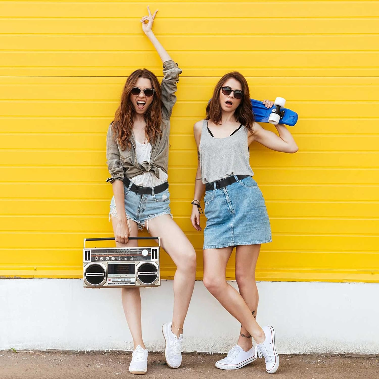 Geyoga Studded Belt Metal Punk Rock Rivet Belt Punk Leather Belt Threads Studded Goth Belt with Pyramid Studs for Women Men image number 2