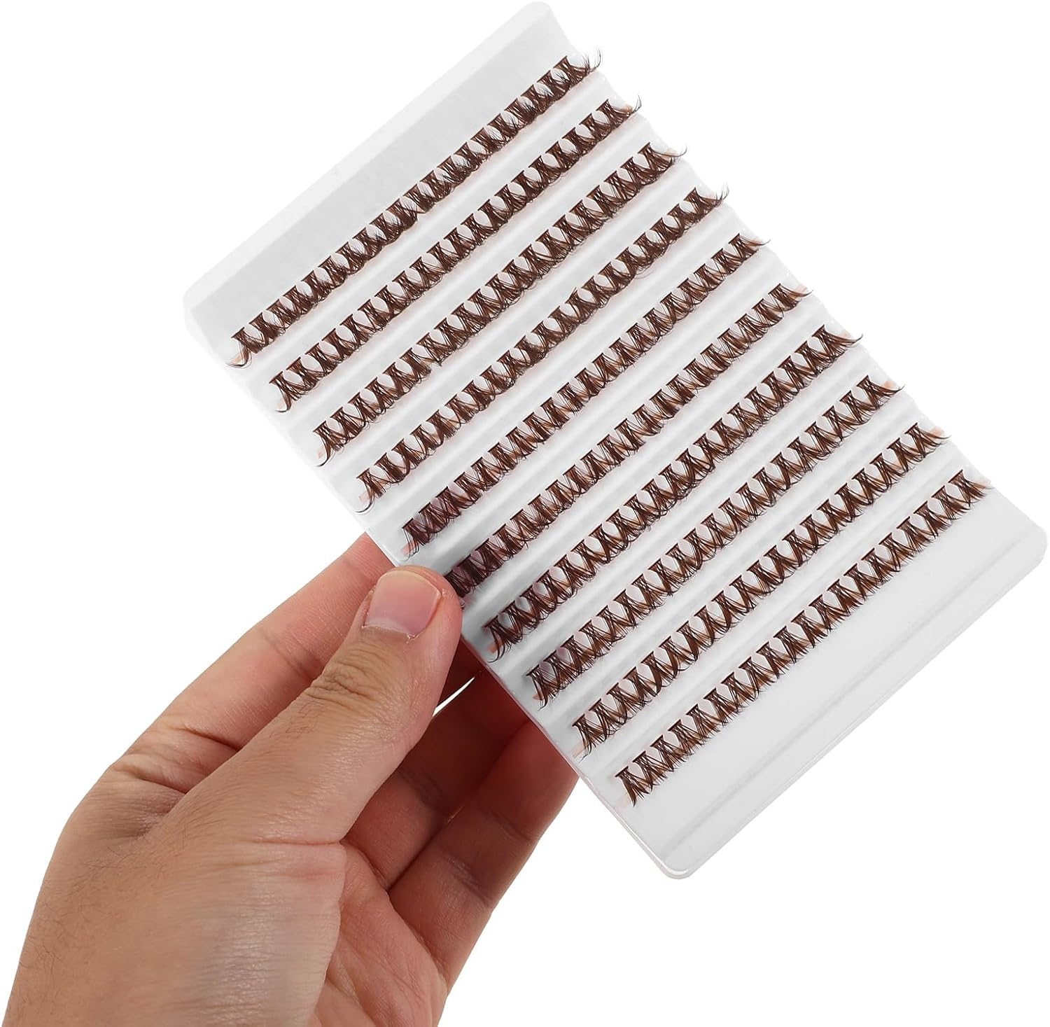 WESIEVYA 10 Pairs Brown Wispy Lash Clusters, Lightweight Natural-Looking False Eyelashes Kit, Fine Fiber Curl for Everyday Makeup and Cosplay image number 1