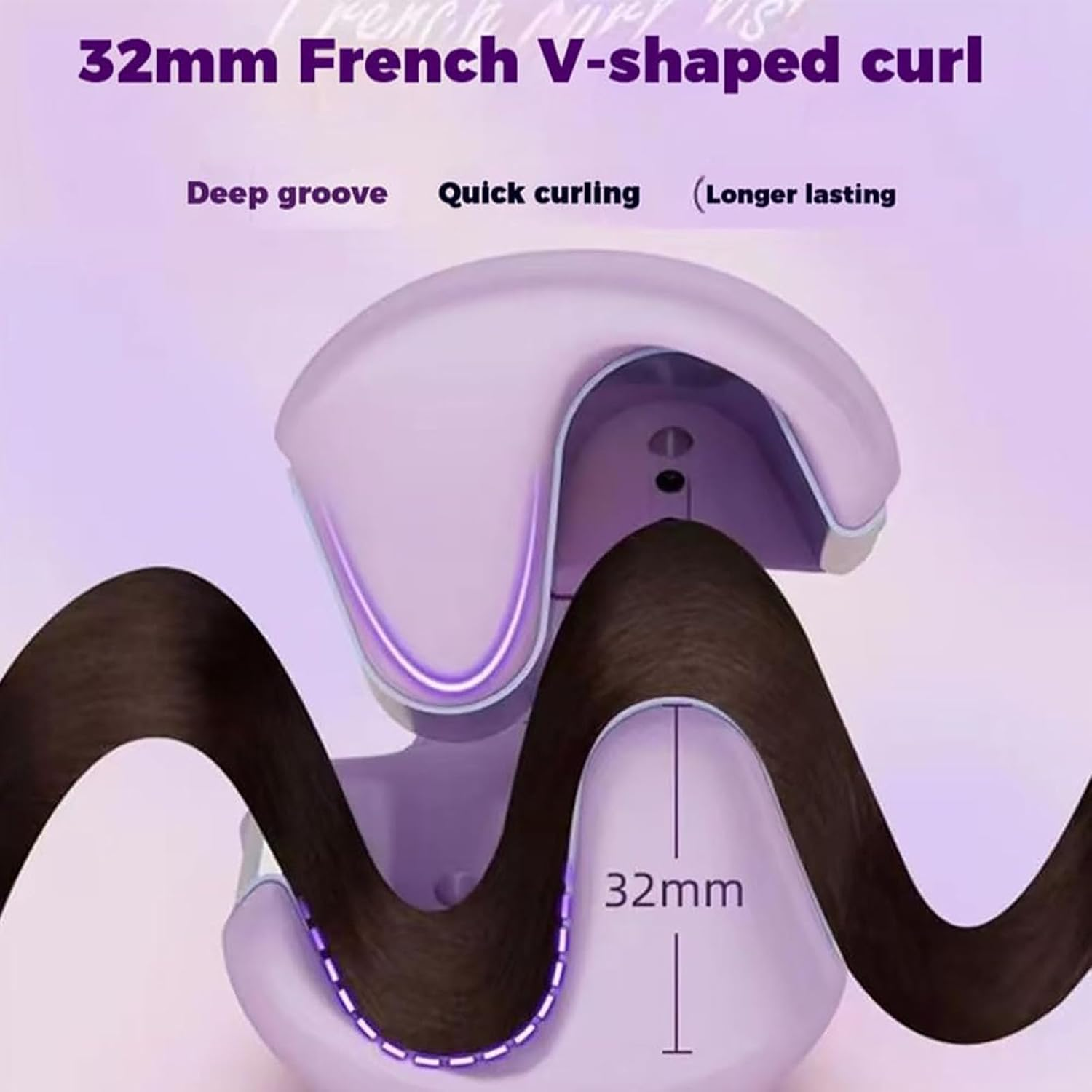 Homessencials Hair Styling Tool with Negative Ionic Technology,French Curls Iron,Wave Curling Iron,4 Gears Double-Sided Heating,Homessencials 3D Curling Iron for Quickly Creating Smooth Waves (Pink) image number 1