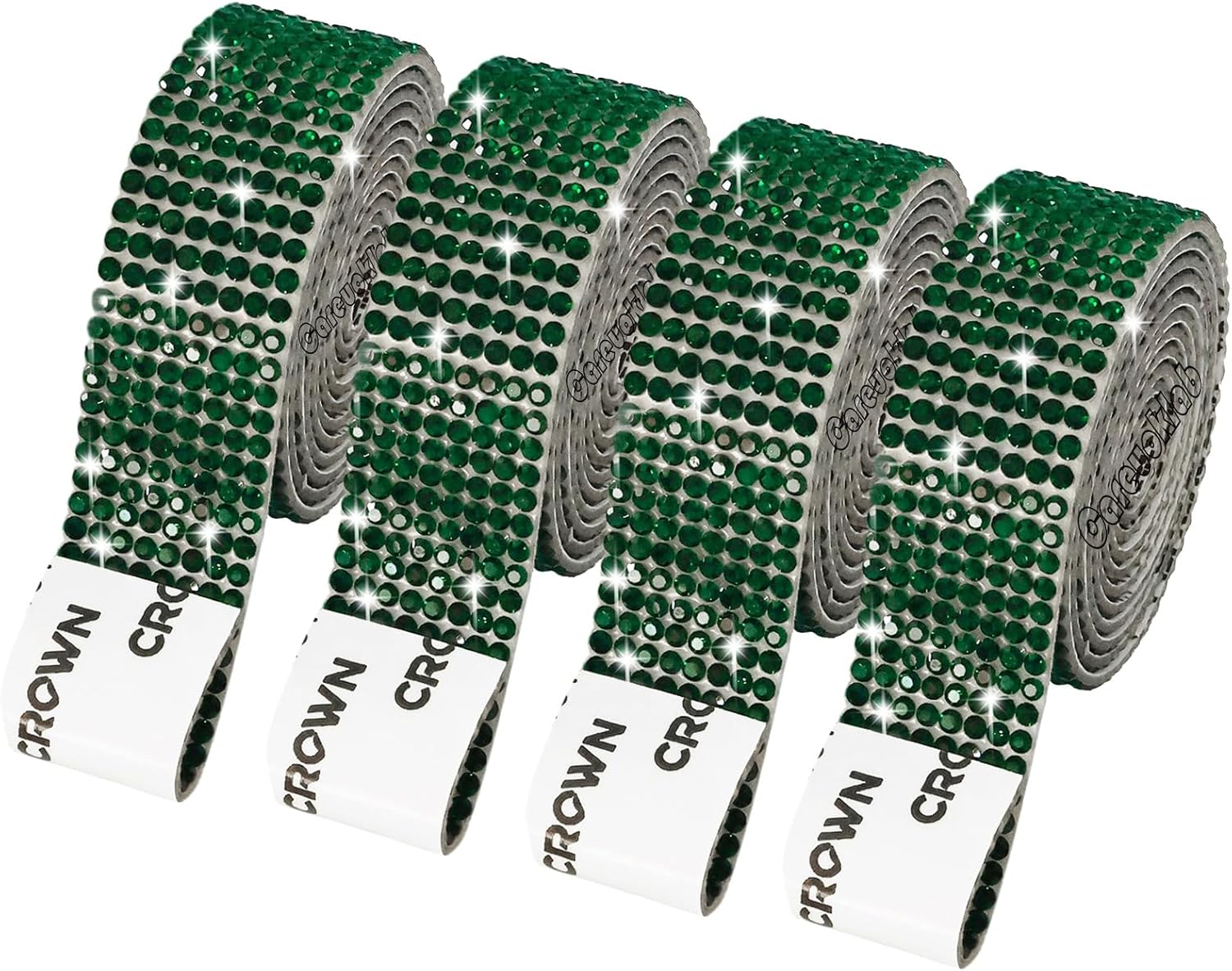 4 Rolls 8 Rows Self Adhesive Rhinestone Ribbon Crystal Diamond Sticker Bling Ribbon DIY Decoration with 2 Mm Rhinestone for Wedding Party Decor, DIY Art Craft 4 Yards (Crystal Clear)