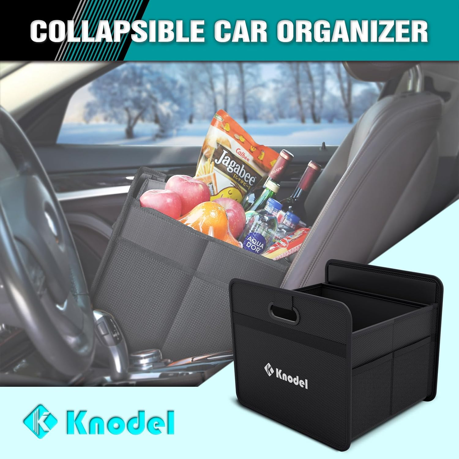K KNODEL Car Boot Organiser, Foldable Car Boot Storage, Automotive Consoles & Organisers, Car Boot Storage Organiser with Reinforced Handles (Small, Black) image number 2