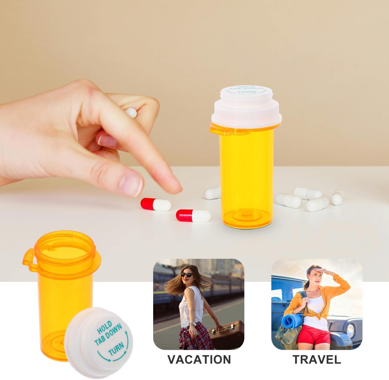 FOMIYES Portable Pill Bottle Storage Box 10Pcs Lightweight Plastic Pill Organizer for Travel and Daily Medication Reusable Sealed Containers with Large Capacity image number 2