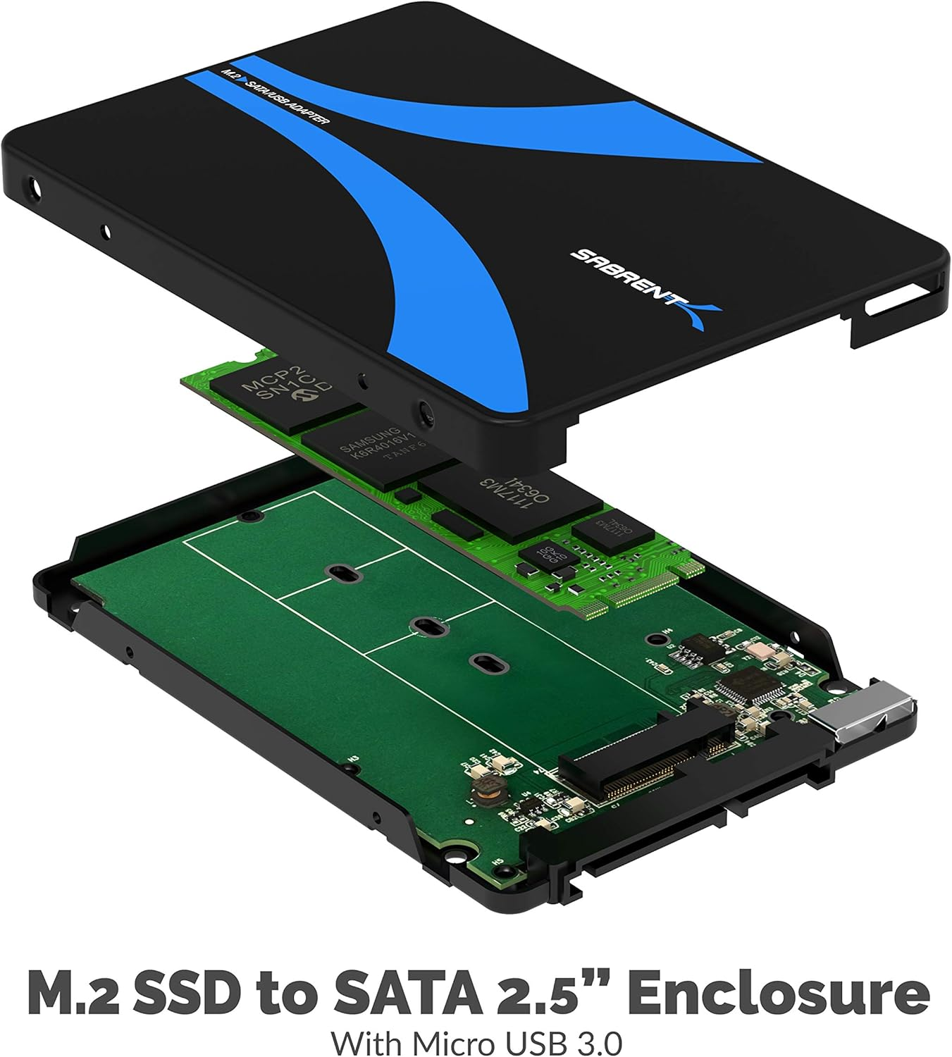 SABRENT M.2 SSD [NGFF] to USB 3.0 / SATA III 2.5-Inch Aluminum Enclosure Adapter (EC-M2CU) [Not Nvme] image number 1